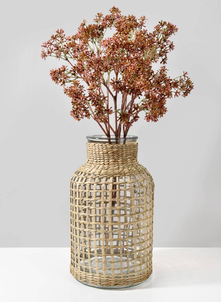 Los Cabos Large Rattan Glass Vase - Image 2