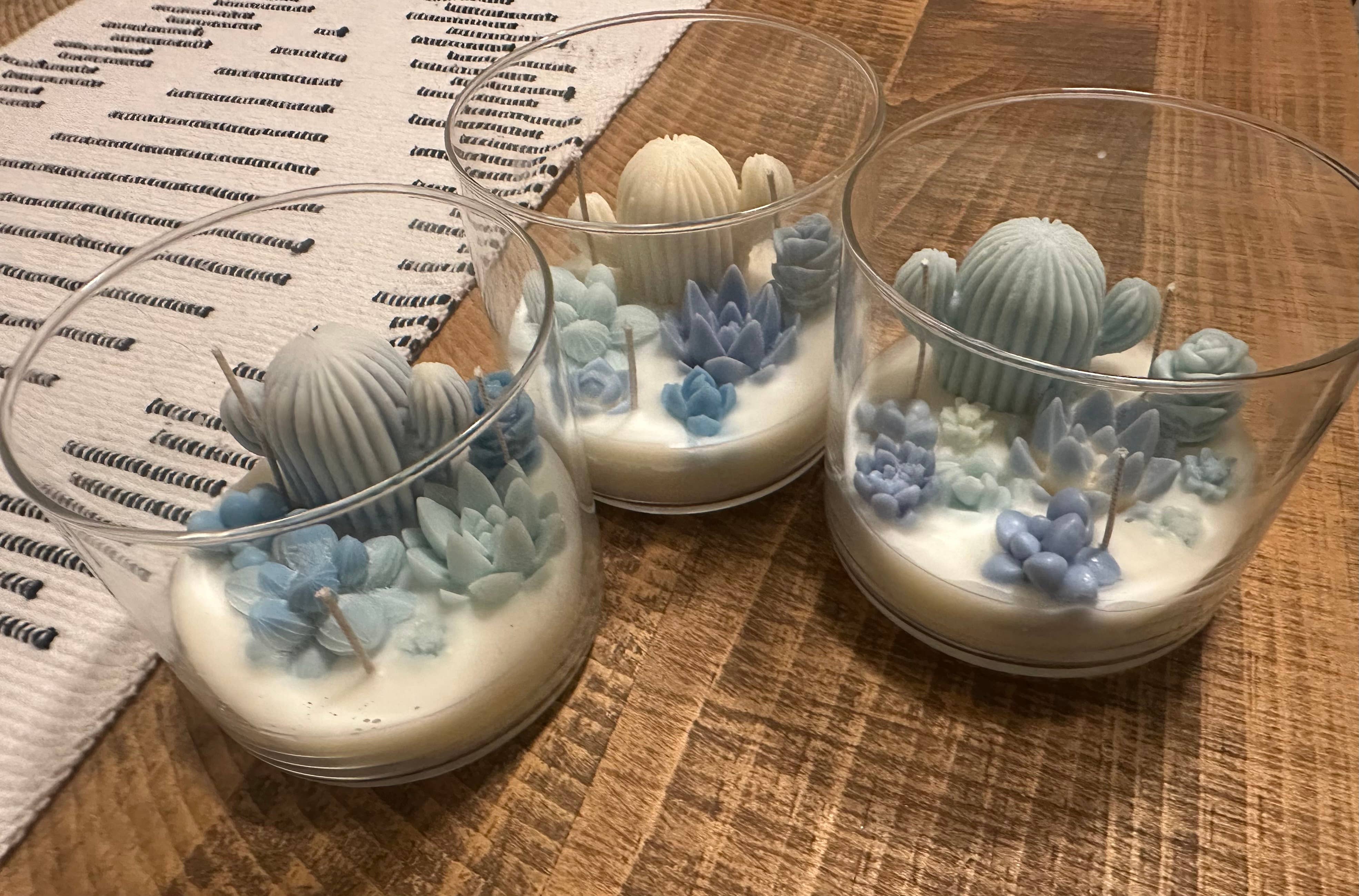 The Succulent Scented 3 Wick Cactus Candle Jar - Image 20