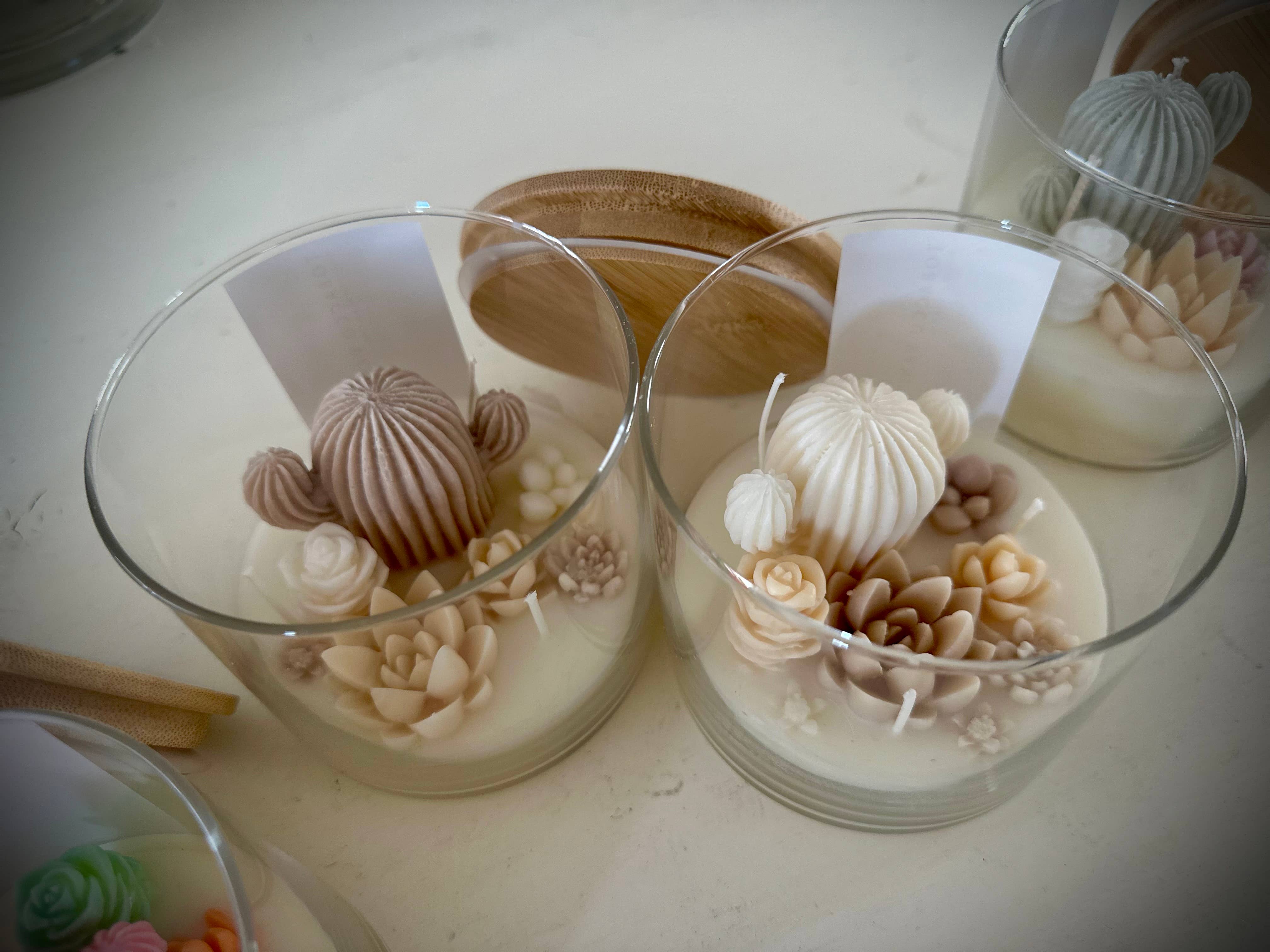 The Succulent Scented 3 Wick Cactus Candle Jar - Image 3
