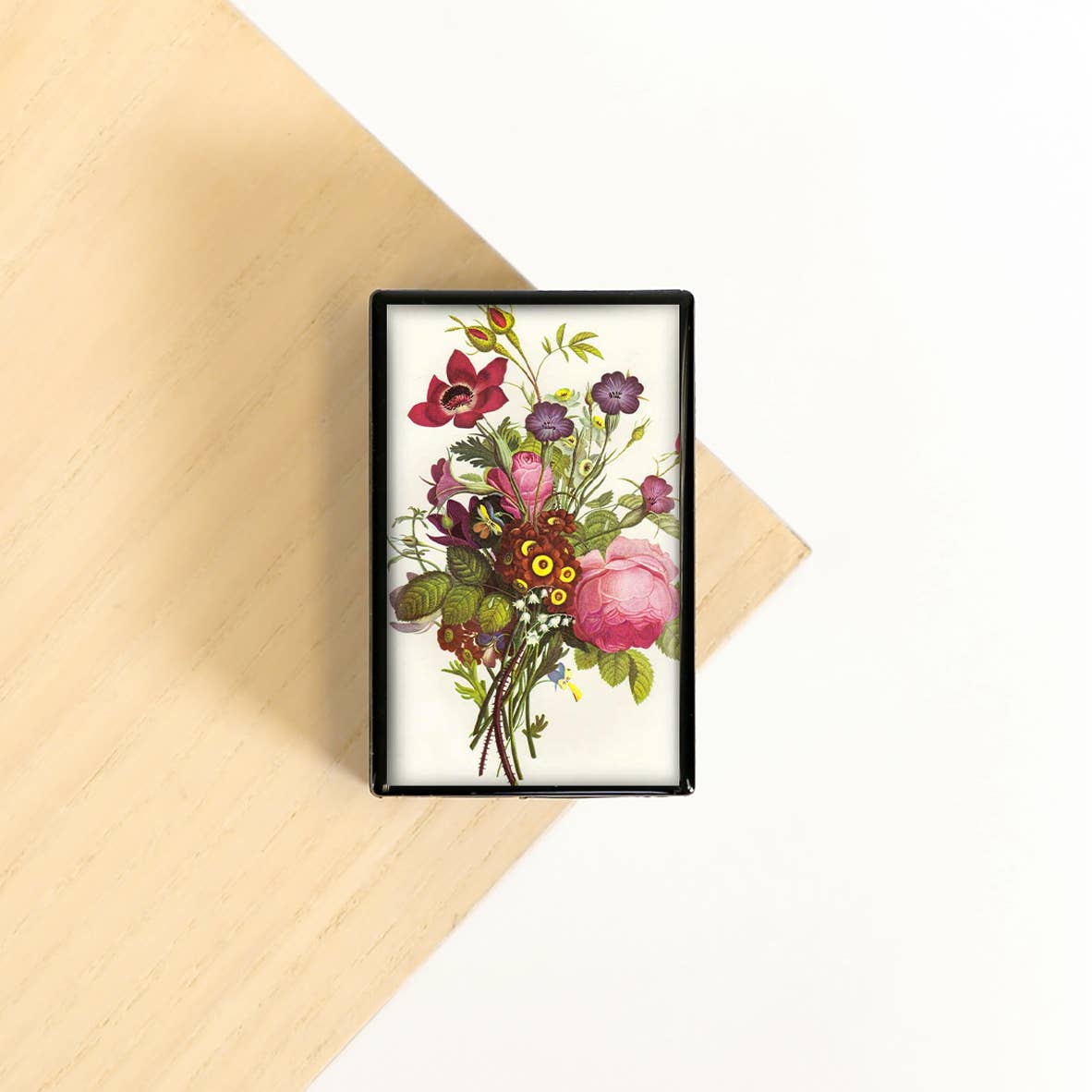 Vintage Botanical Cabbage Rose Pansy Jonqui l Slide Box