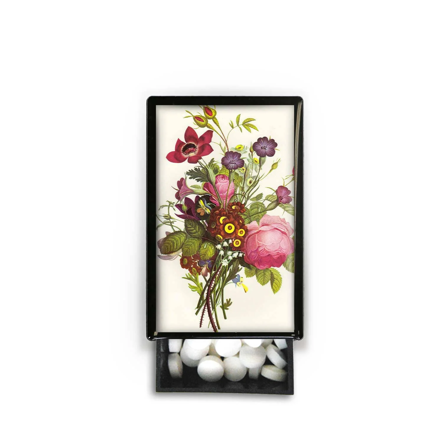 Vintage Botanical Cabbage Rose Pansy Jonqui l Slide Box - Image 3