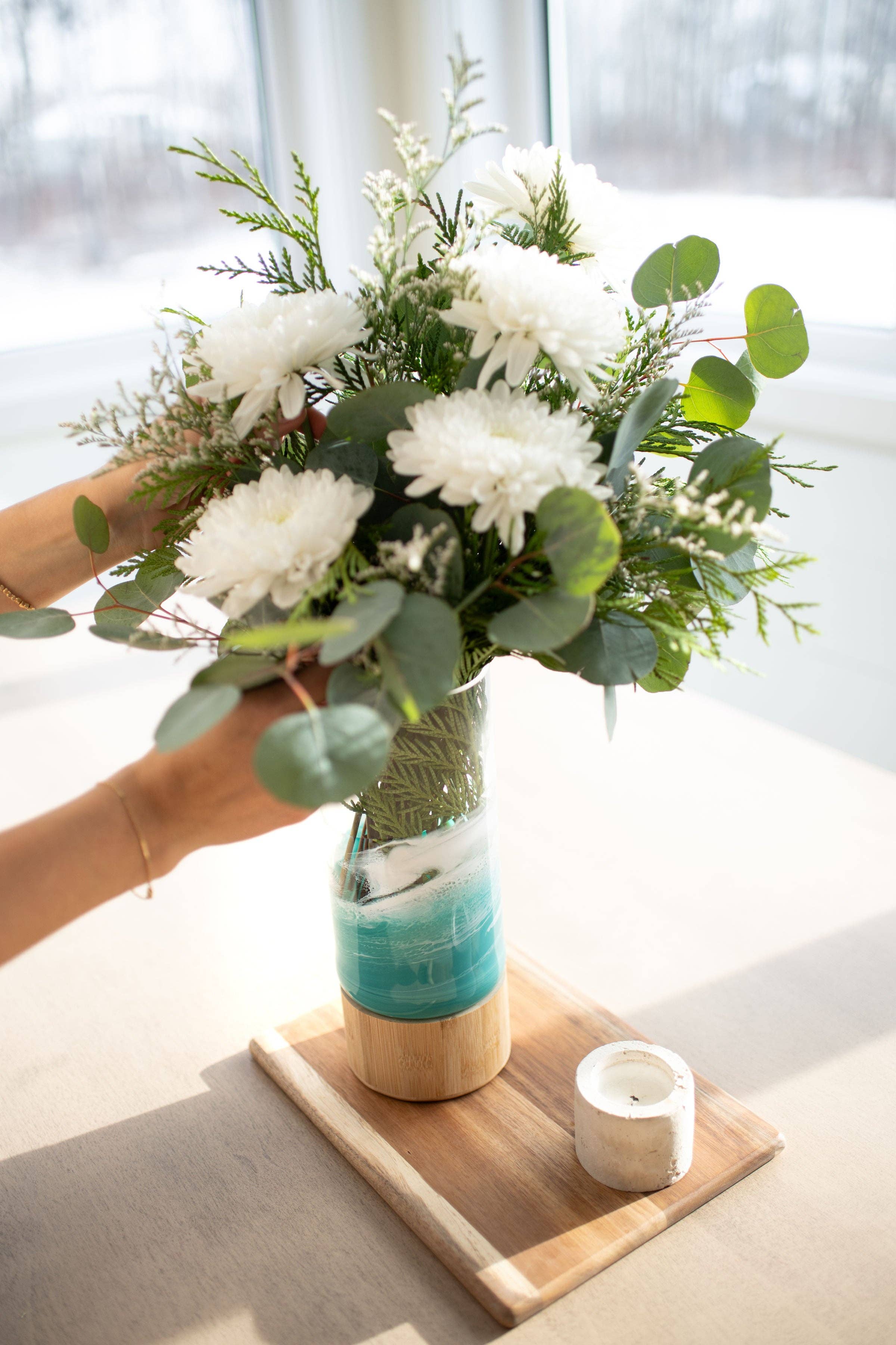 Resin Accented Vase with Bamboo Base - Image 25
