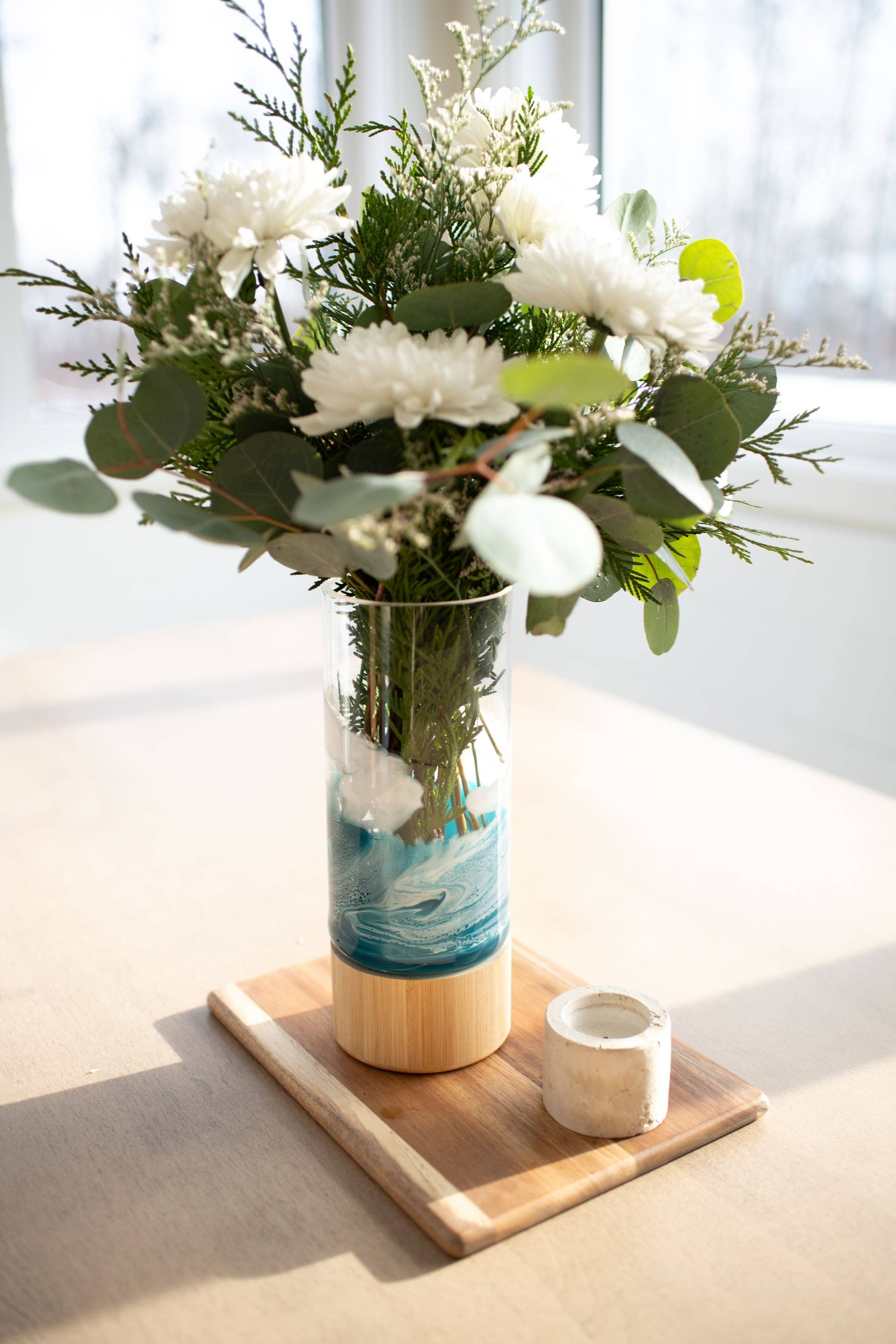 Resin Accented Vase with Bamboo Base - Image 4