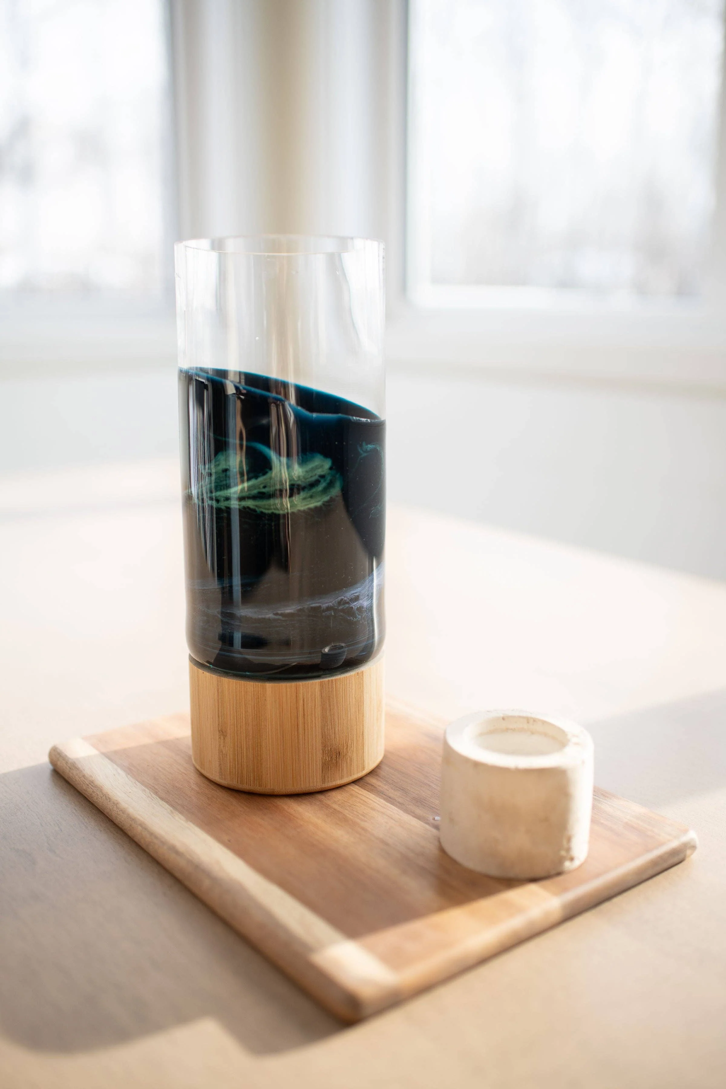 Resin Accented Vase with Bamboo Base - Image 5