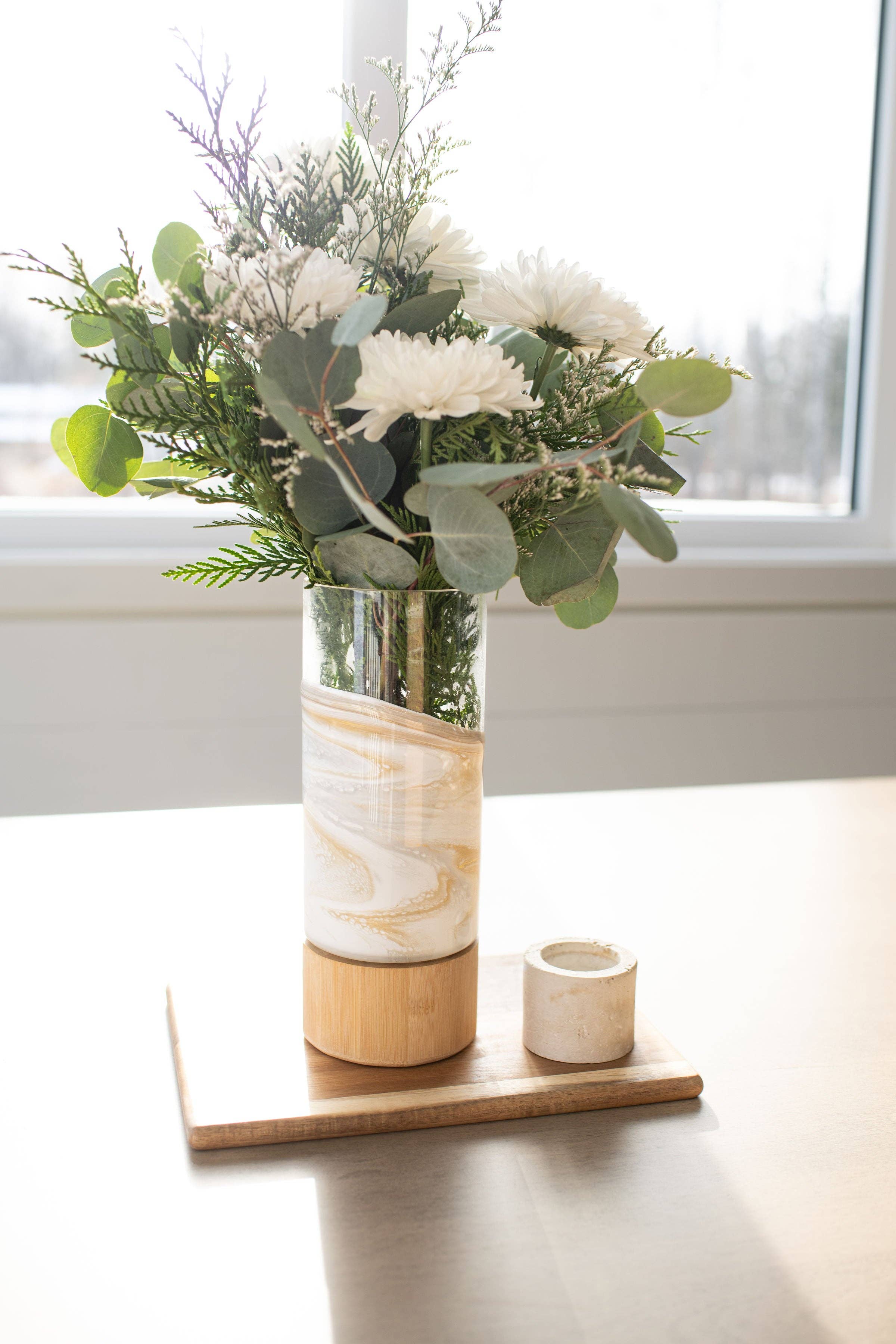 Resin Accented Vase with Bamboo Base - Image 6