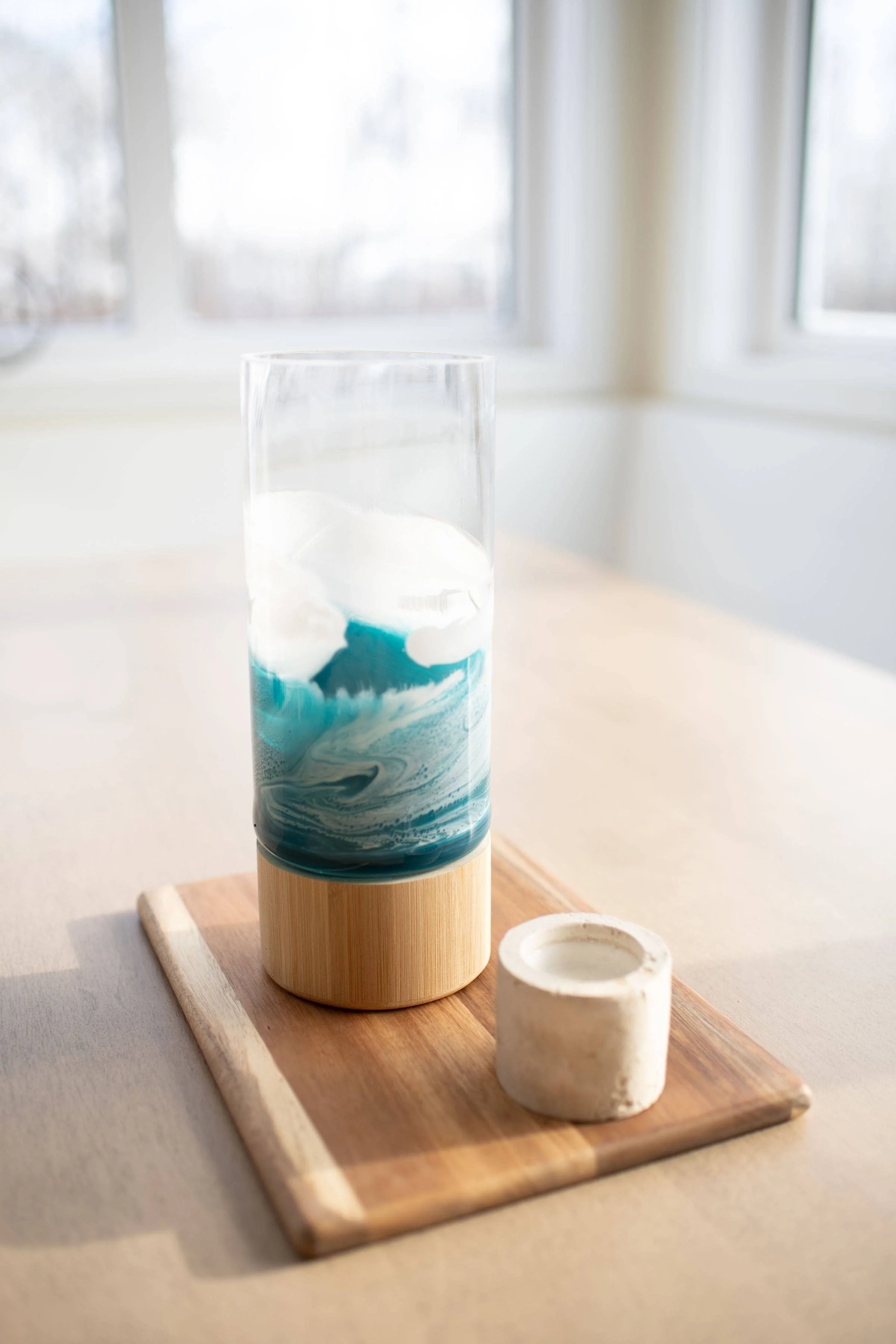 Resin Accented Vase with Bamboo Base - Image 9