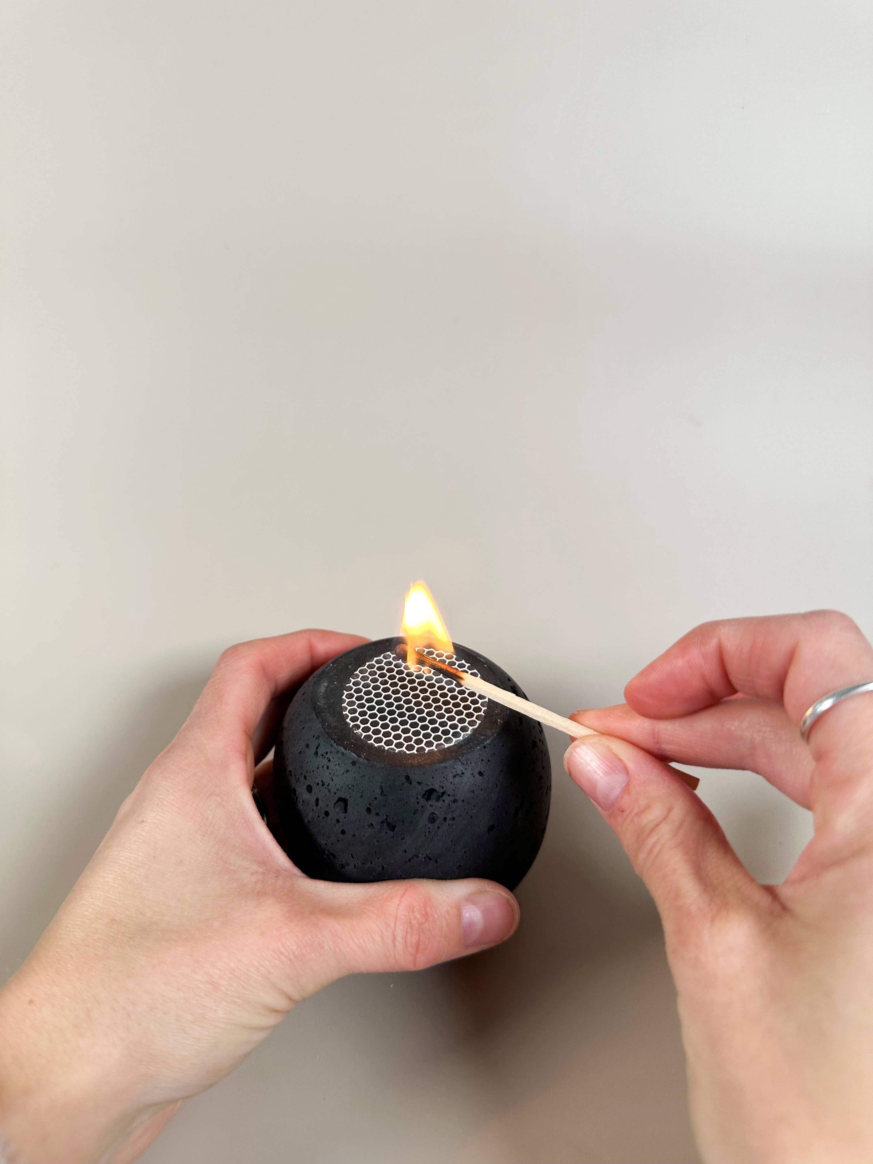 Travertine and Lava Rock Luna Match Holder - Image 5