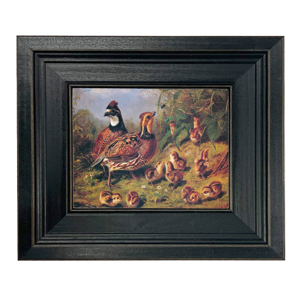 A Brace of Quail & Young Framed Painting Print on Canvas - Image 2