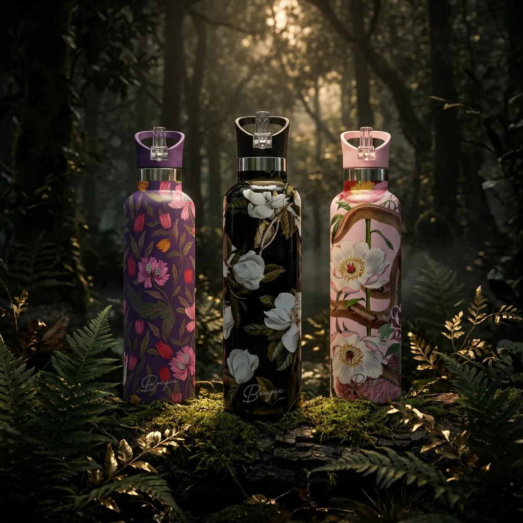 Magnolia | Dark Floral Magnolia 25oz Insulated Water Bottle - Image 6