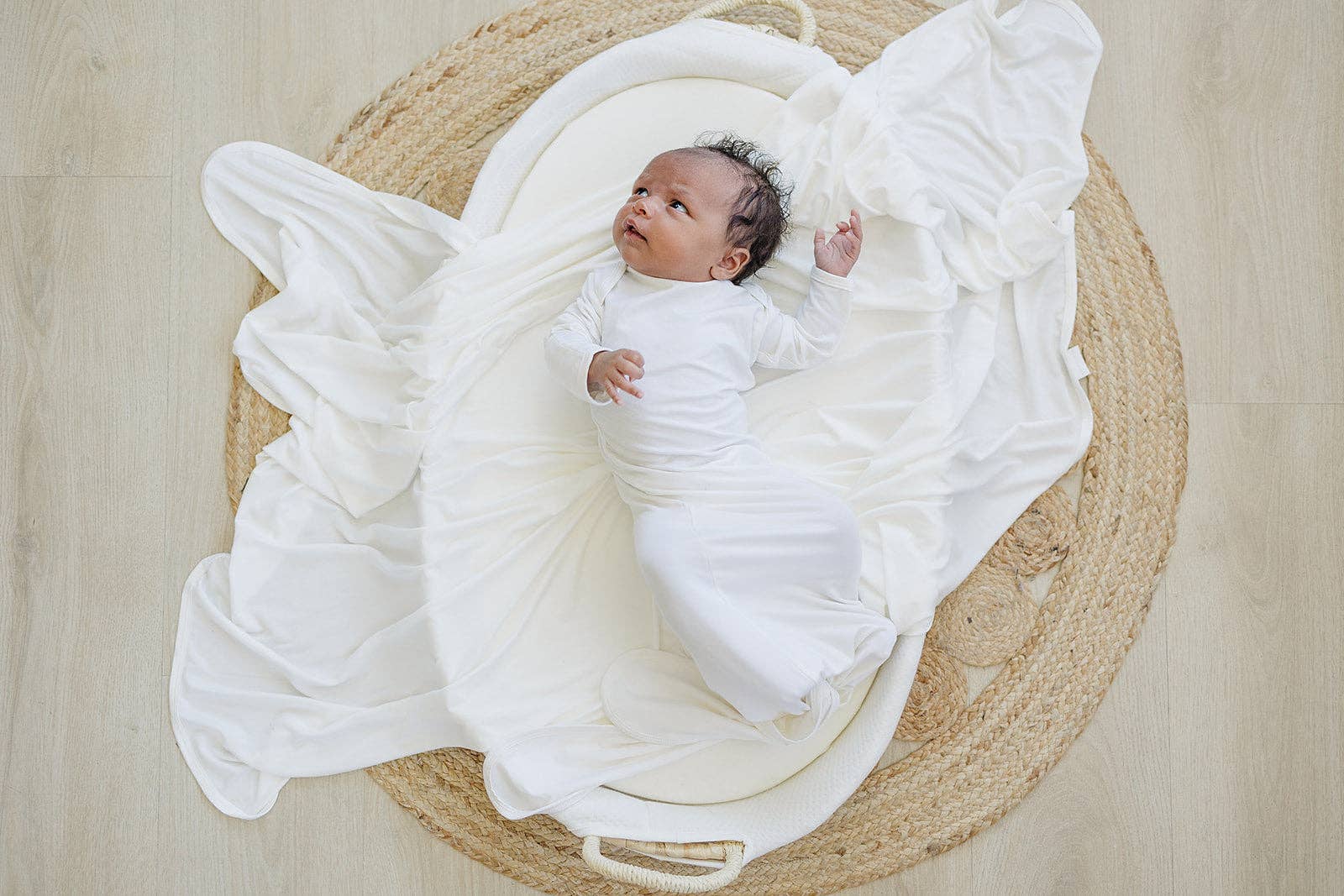 Cloud White Bamboo Swaddle Blanket - Image 2
