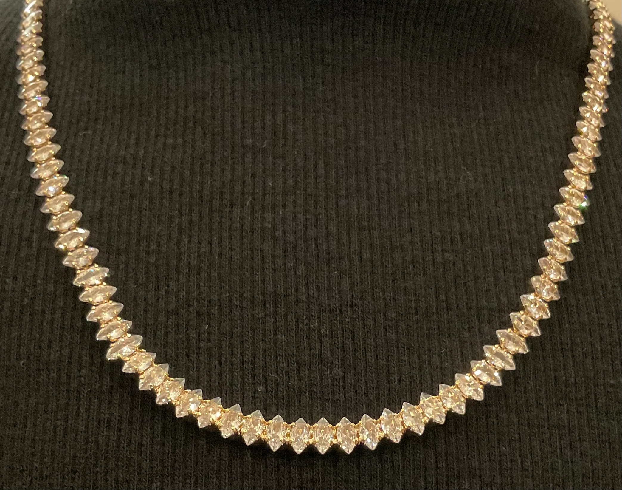 Marquise Cut Cubic Zirconia Gold Chain Link Necklace