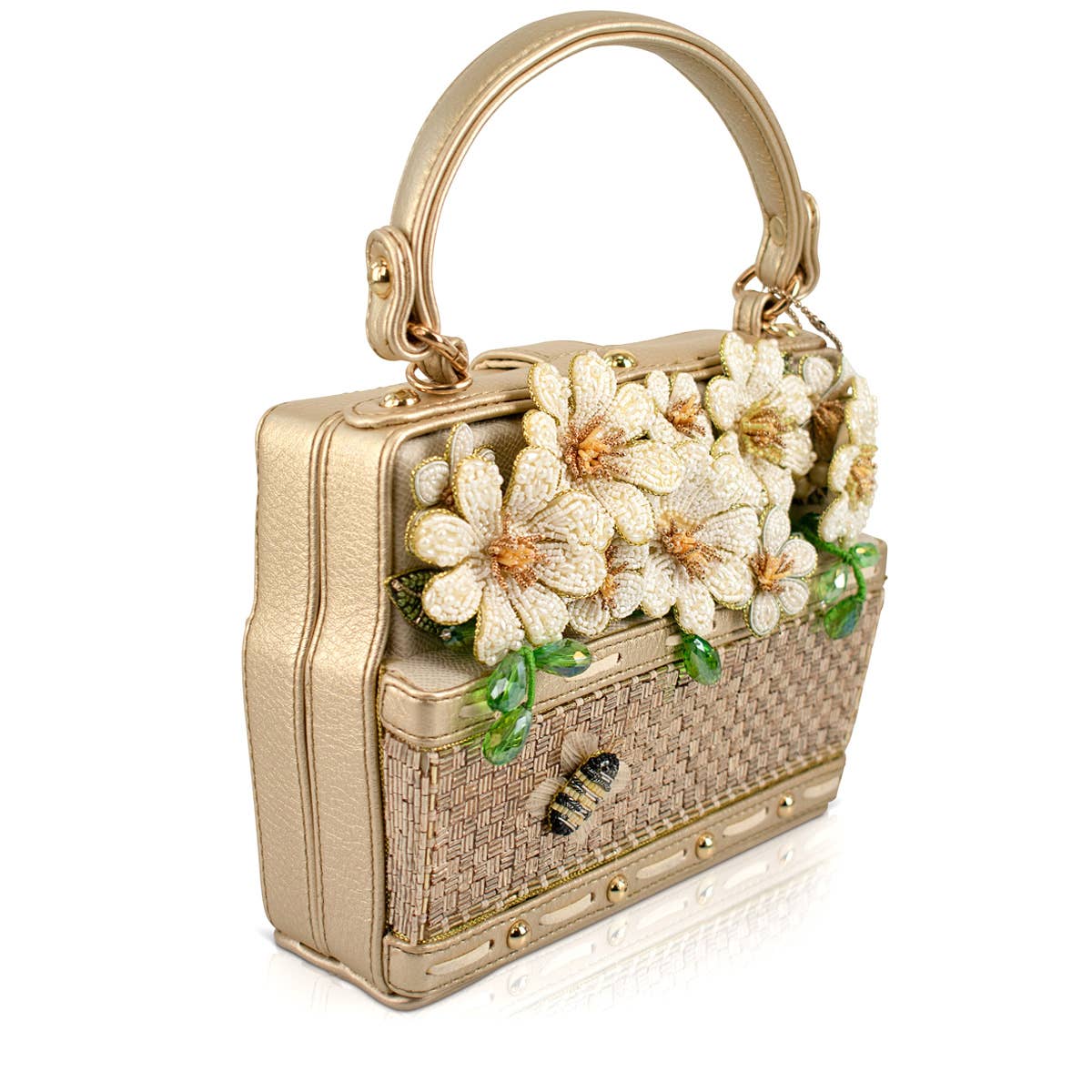 Mary Frances Accessories - Basket of Sunshine Beaded Daisy and Bee Crossbody Handbag - Image 2