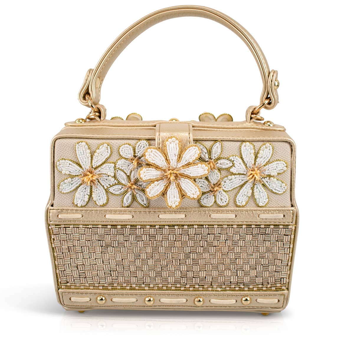 Mary Frances Accessories - Basket of Sunshine Beaded Daisy and Bee Crossbody Handbag - Image 6