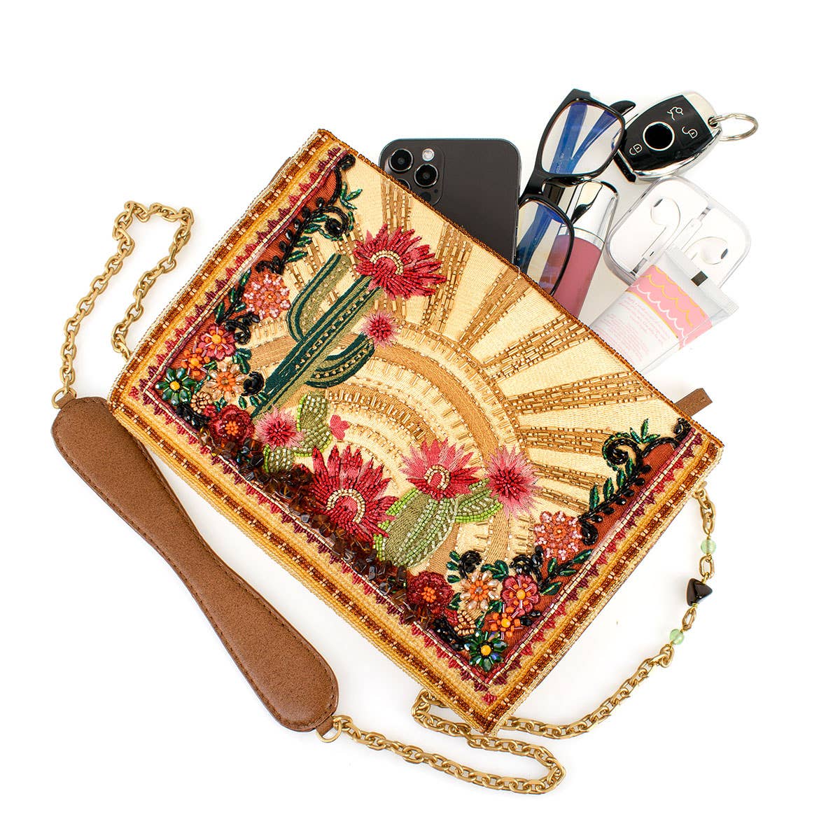 Mary Frances Accessories - Desert Sunrise Beaded Cactus and Floral Crossbody Handbag - Image 7