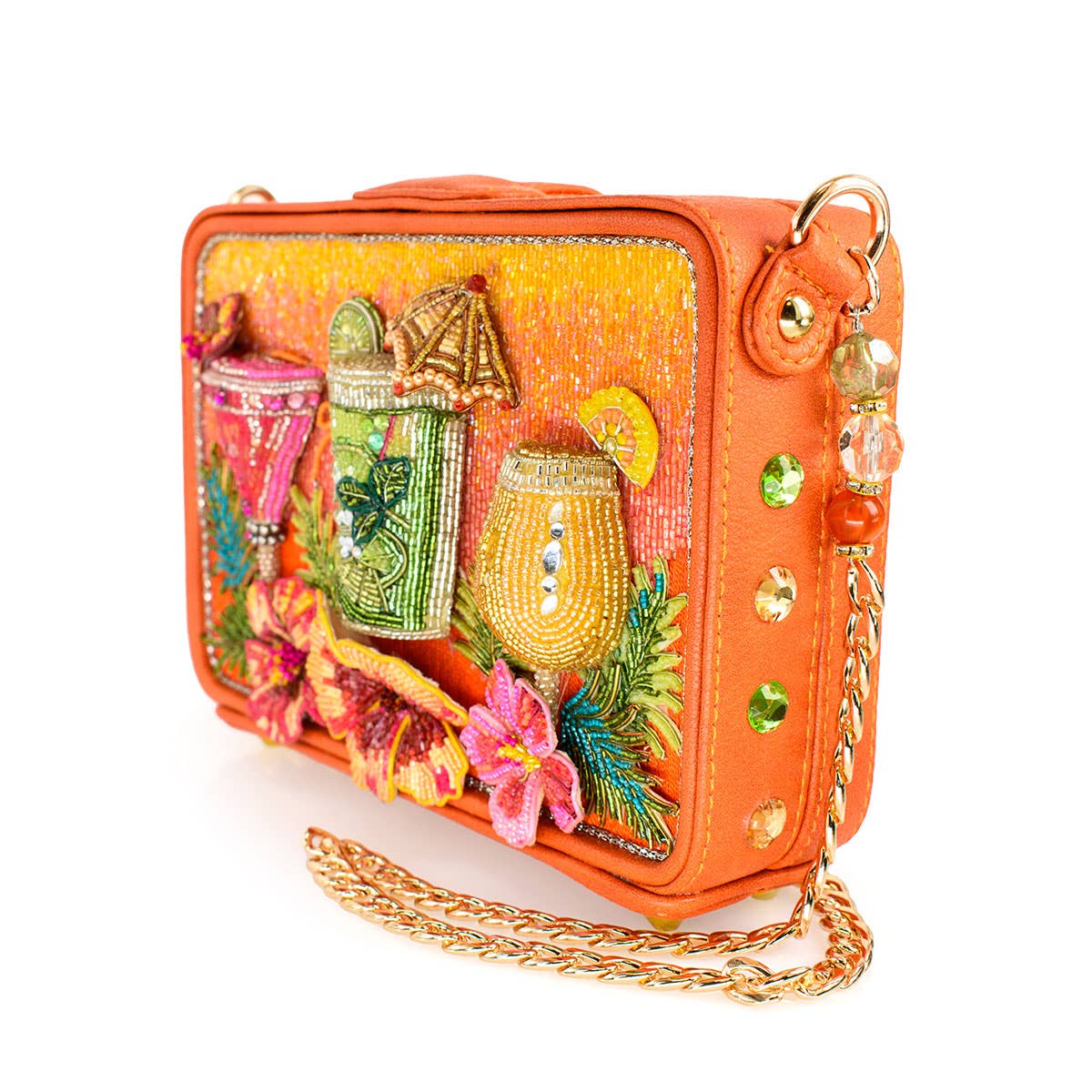 Mary Frances Accessories - Relax and Rewind Beaded Flower and Cocktails Handbag - Image 3
