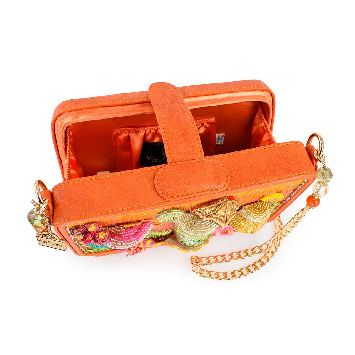 Mary Frances Accessories - Relax and Rewind Beaded Flower and Cocktails Handbag - Image 5