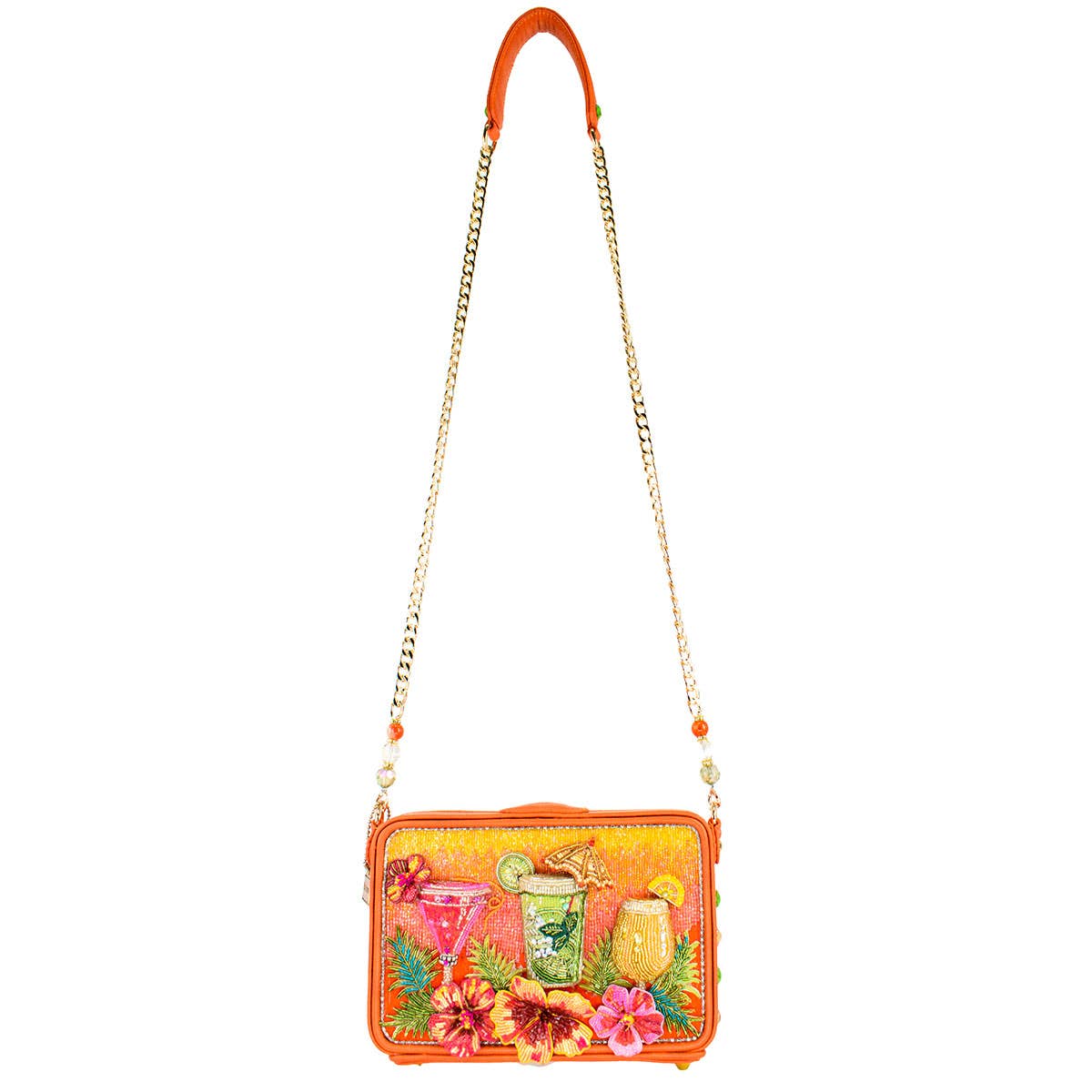 Mary Frances Accessories - Relax and Rewind Beaded Flower and Cocktails Handbag - Image 6