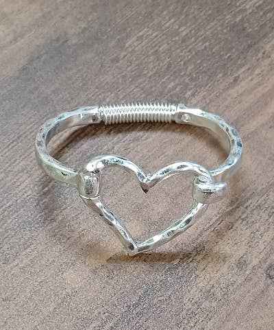 Matte Finish Heart Cuff Bracelet- SILVER or GOLD - Image 2