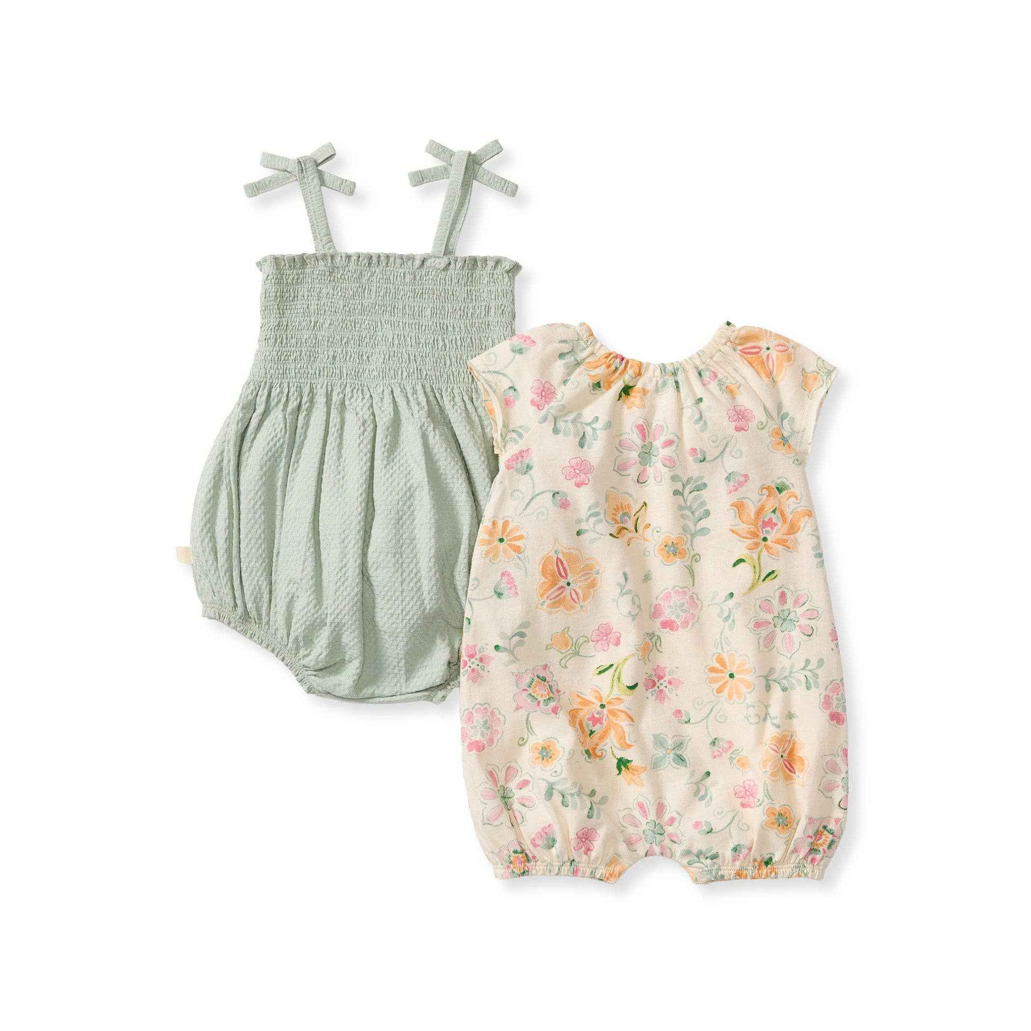 Mediterranean Floral Baby Girl Bubble Romper 2-Pack Set: 0-3M - Image 2