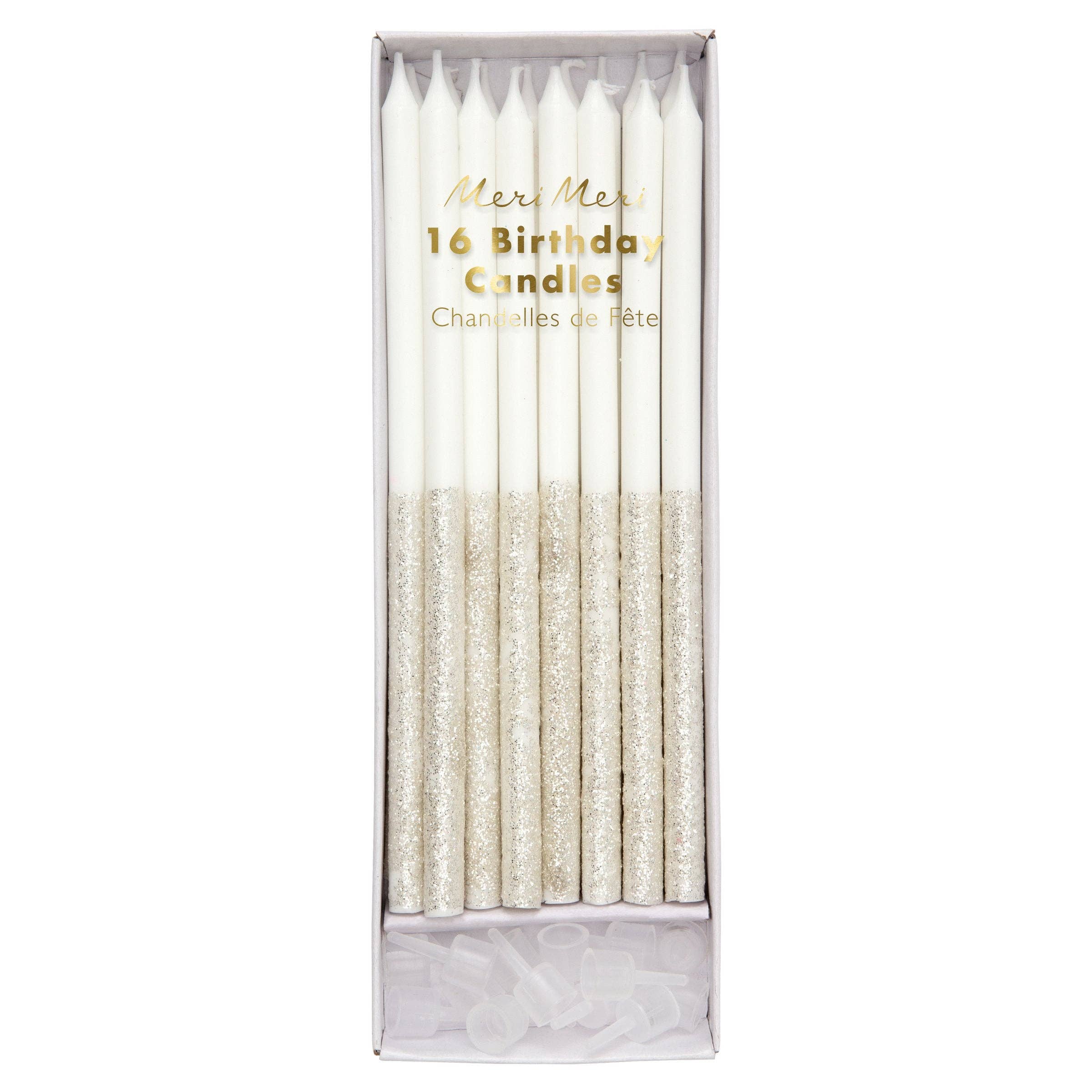Silver Glitter Dipped Candles