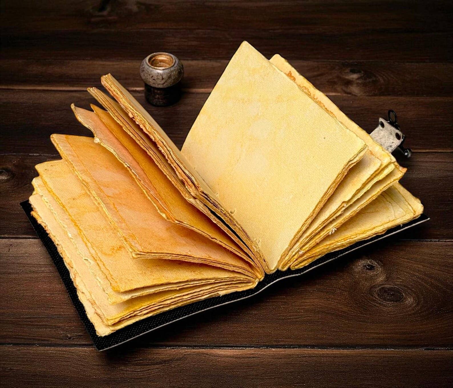 Dragonfly Leather Journal with Lock Handmade Vintage Grimoir - Image 5