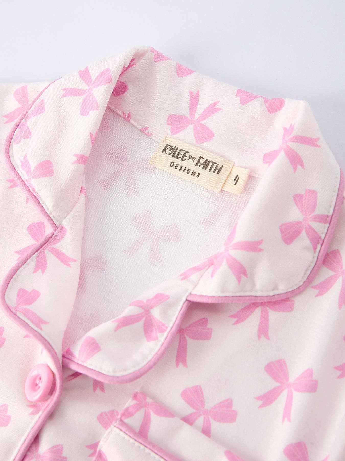 Mommy & Me Pink Bow Print Ruffle Pajama Set: 5Y - Image 2