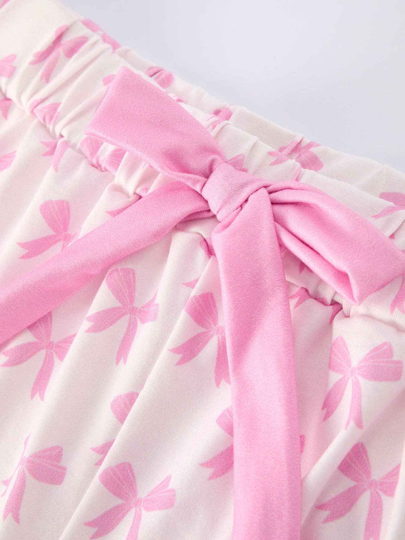 Mommy & Me Pink Bow Print Ruffle Pajama Set: 7Y - Image 4