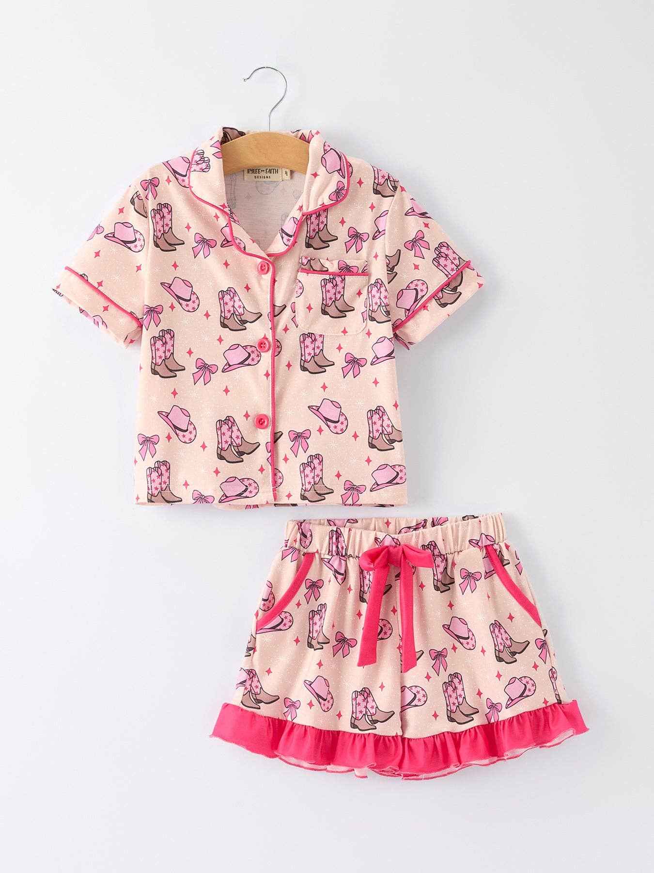 Mommy & Me Western Print Ruffle Pajama Set / 2Y