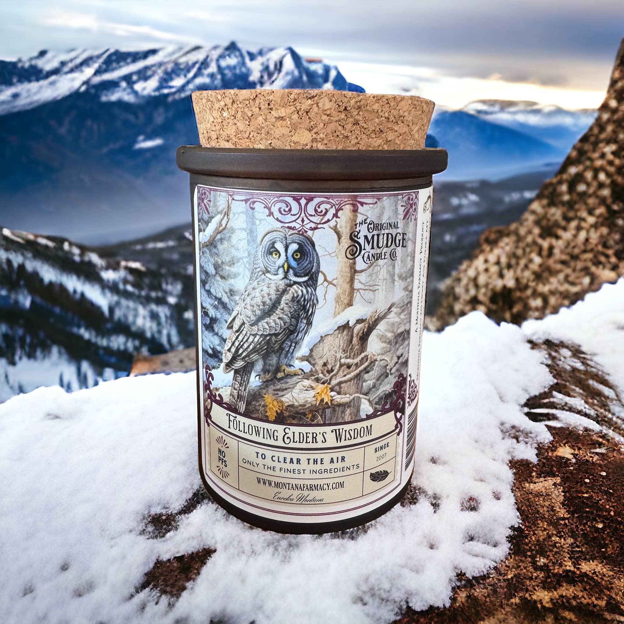 Following Elders Wisdom Vintage Owl Smudge Candle Intuition - Image 2