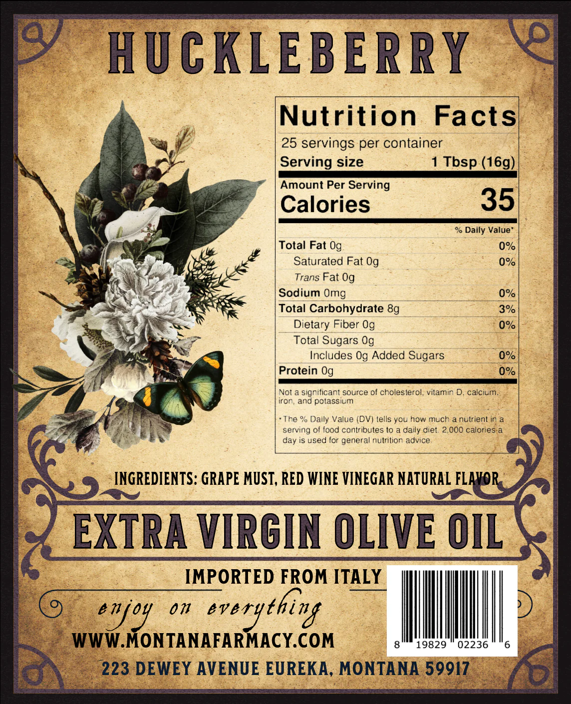 Huckleberry Extra Virgin Olive Oil by Montana Farmacy 375 ml - Image 2