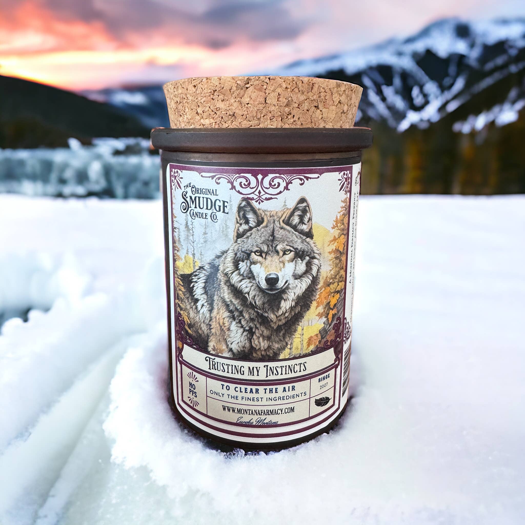 Trusting my Instincts Wolf Nature path Smudge Candle - Image 2