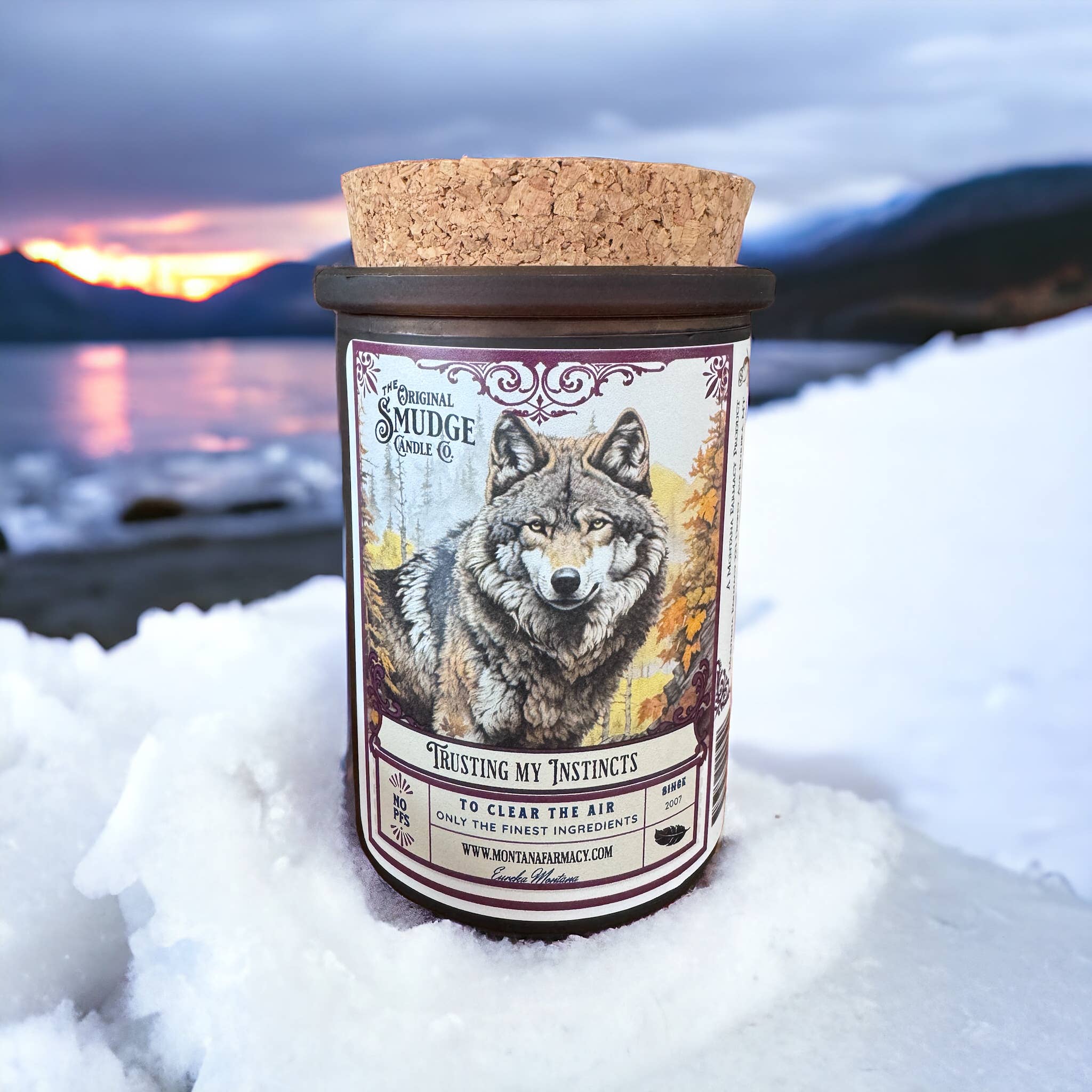 Trusting my Instincts Wolf Nature path Smudge Candle - Image 3