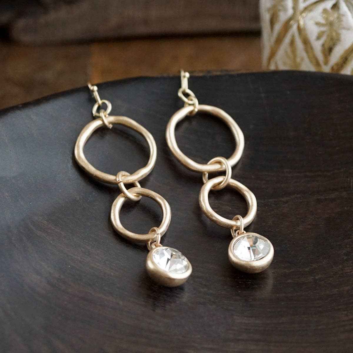 Crystal Drop Link Earrings: Two Tone - Image 5