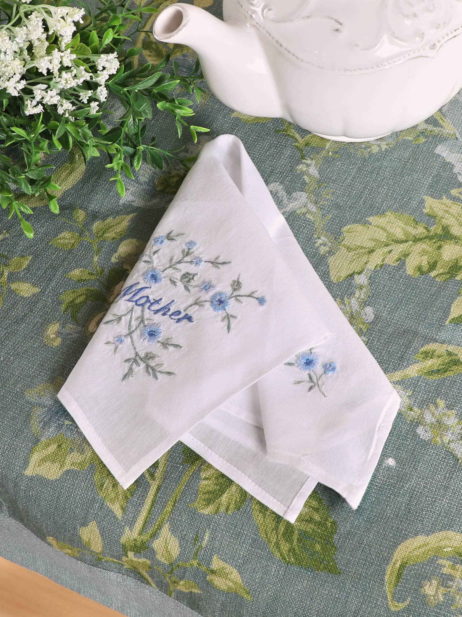 Mother Embroidered Envelope Hankie: Blue - Image 3