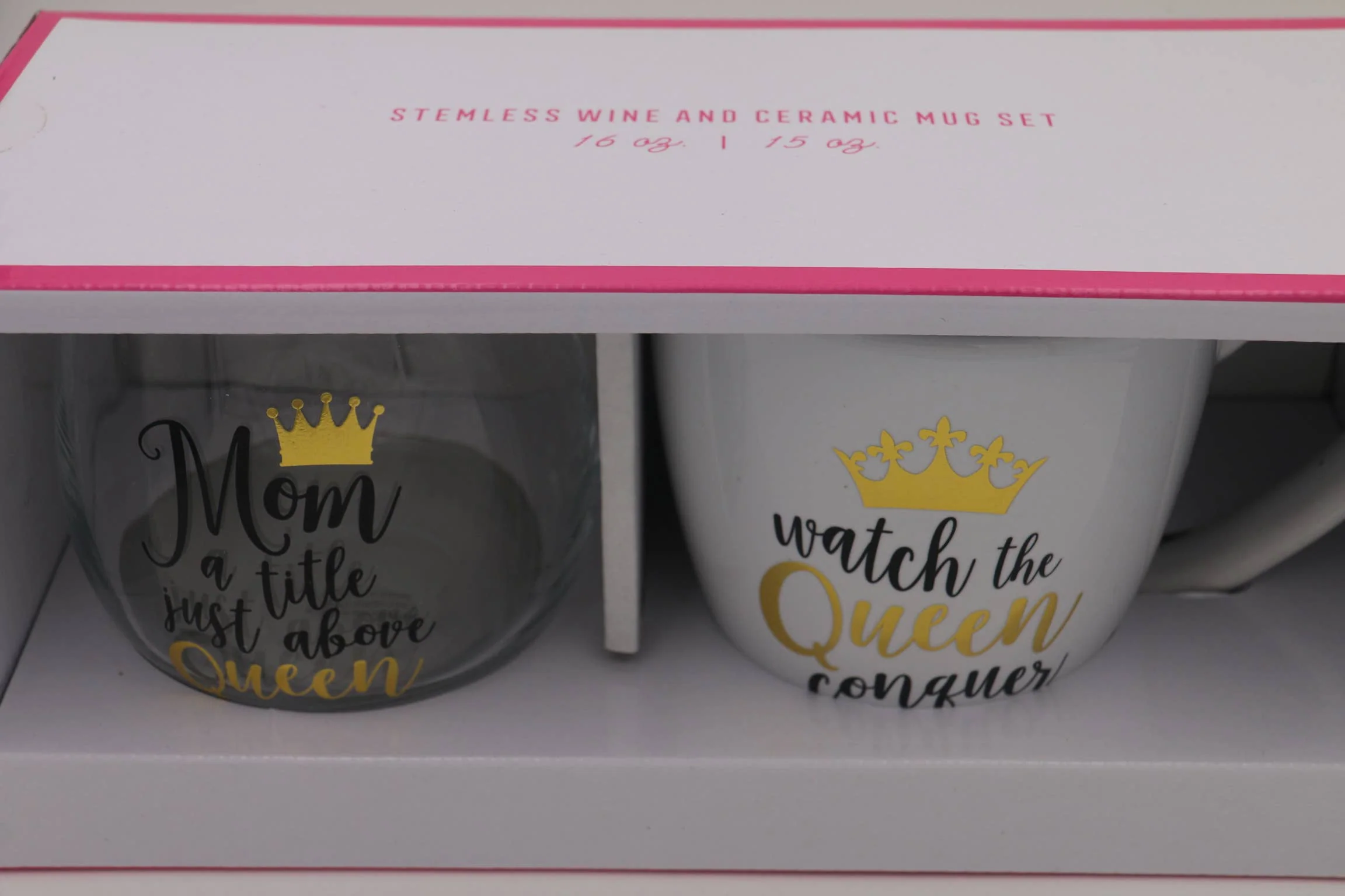 Mug & Wine Glass Set Mom/Queen - Image 6