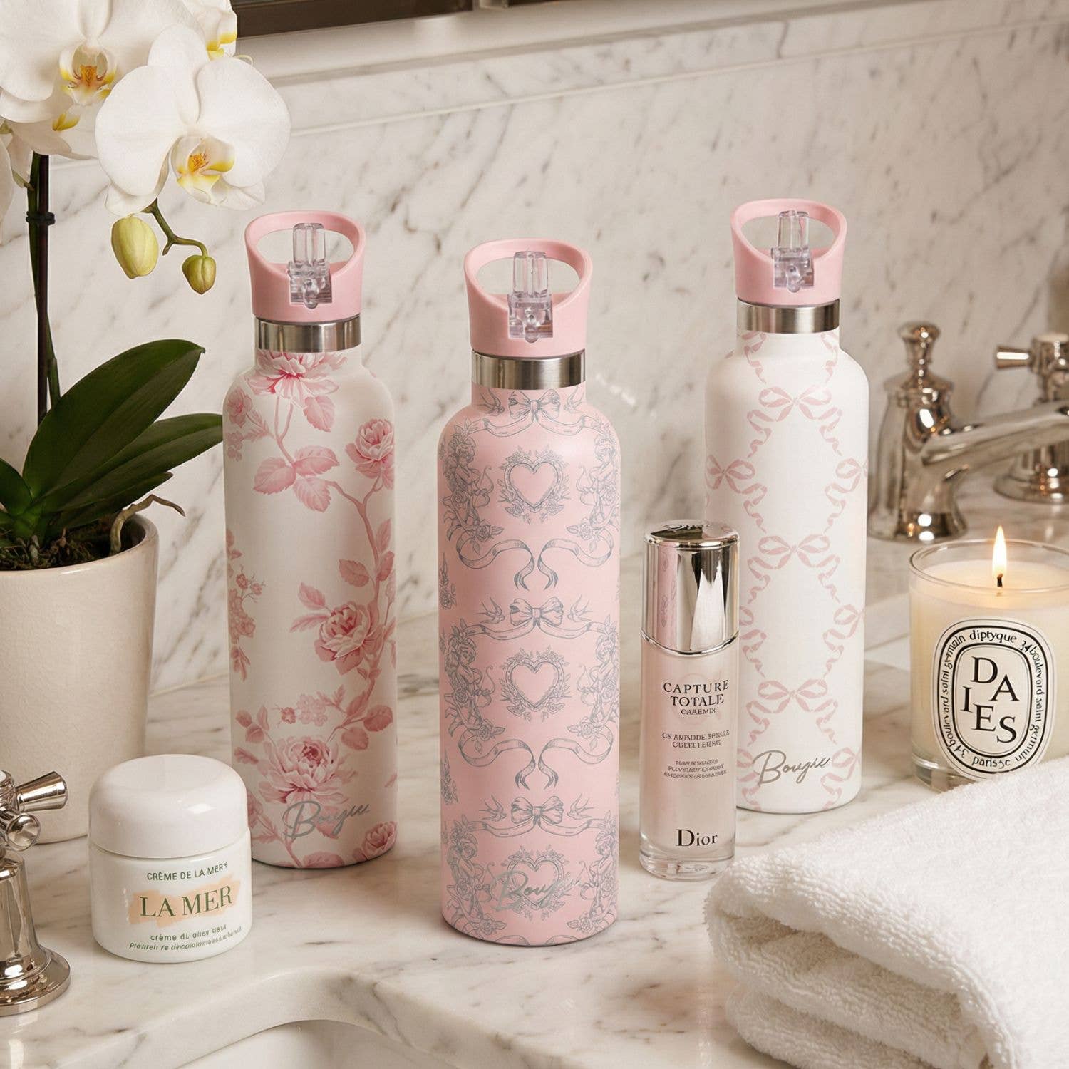 Blush – Floral Insulated Water Bottle | 25oz - Image 2