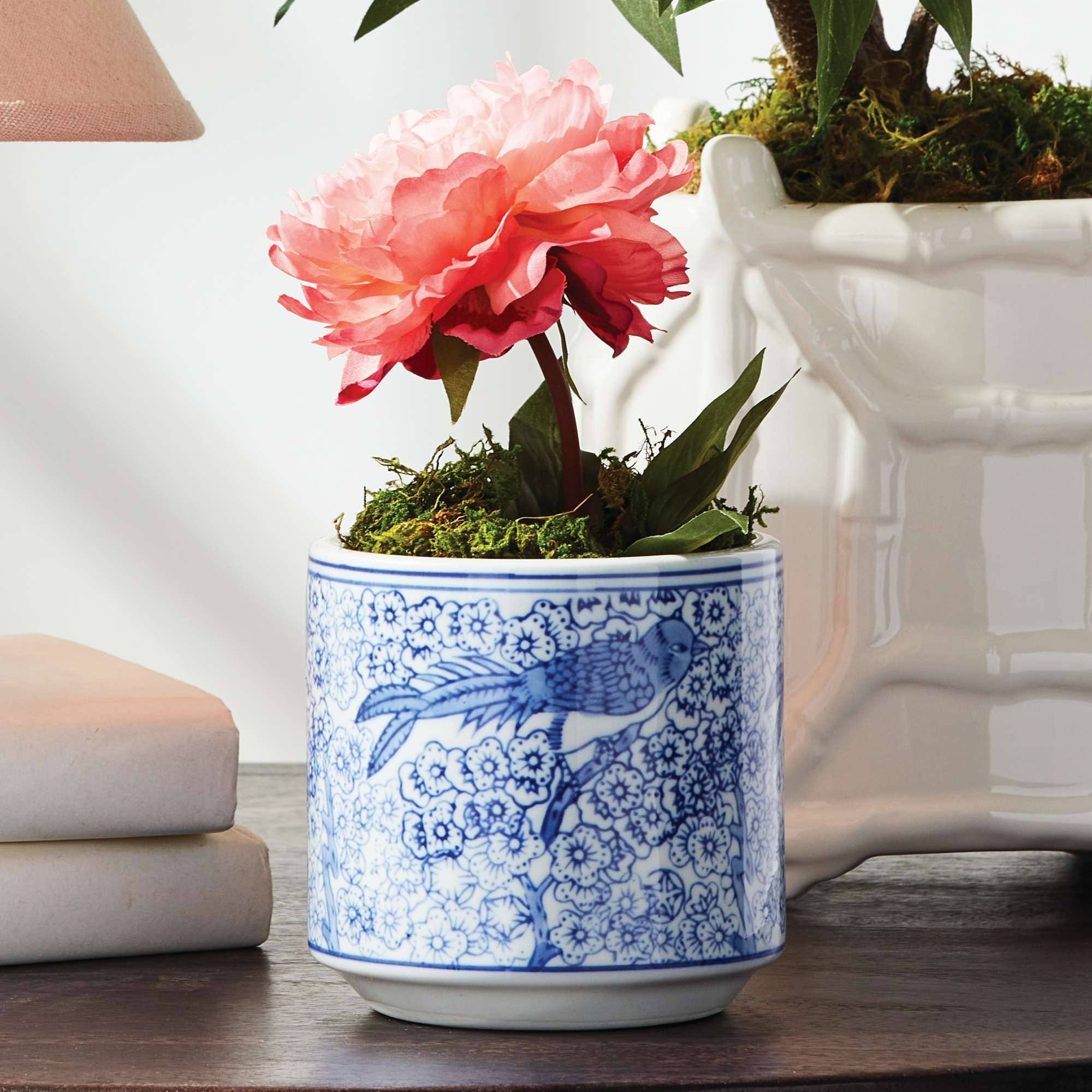 Mini Peony Potted 6.5" Coral - Image 4
