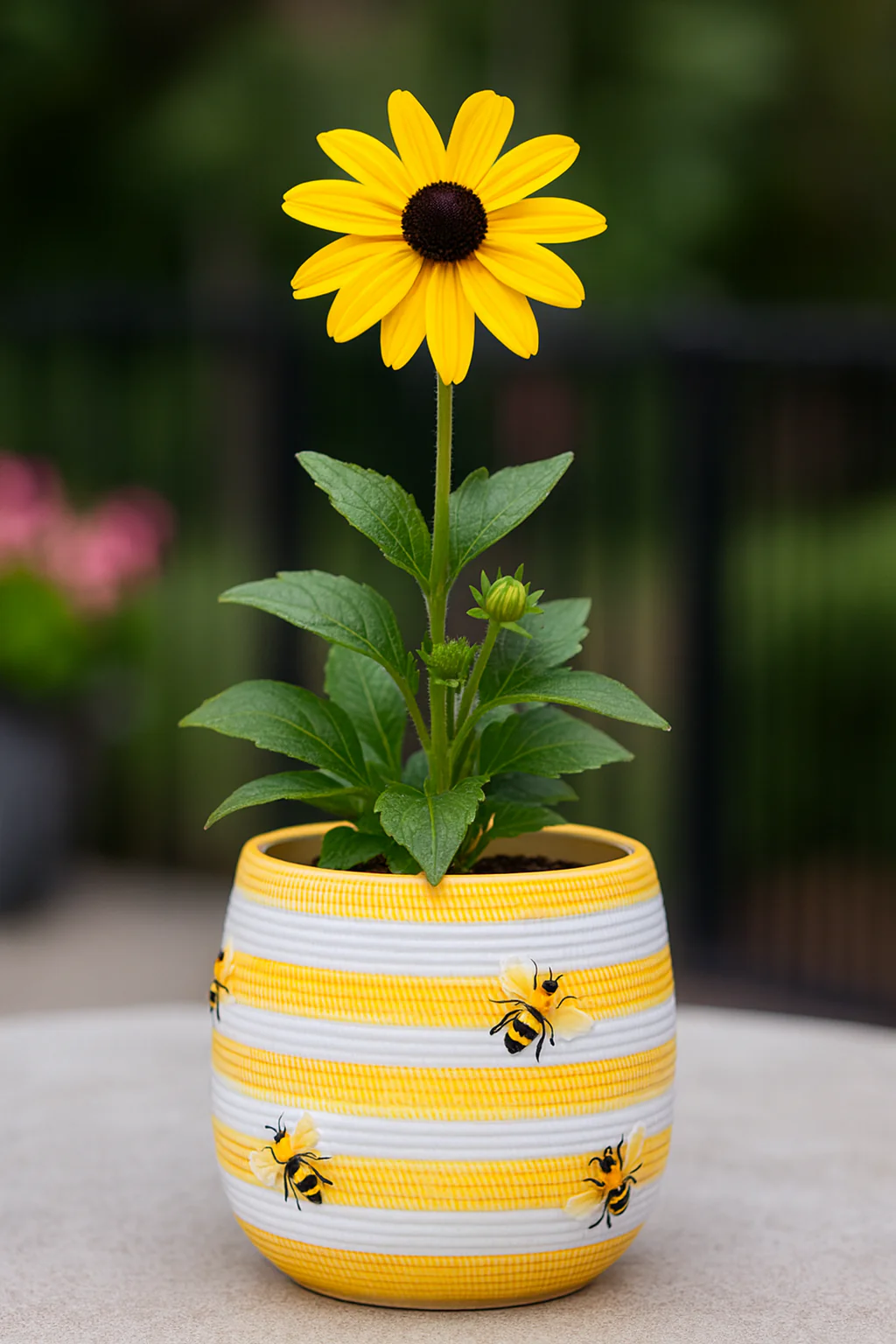 Yellow Striped Bee Planter - Image 2