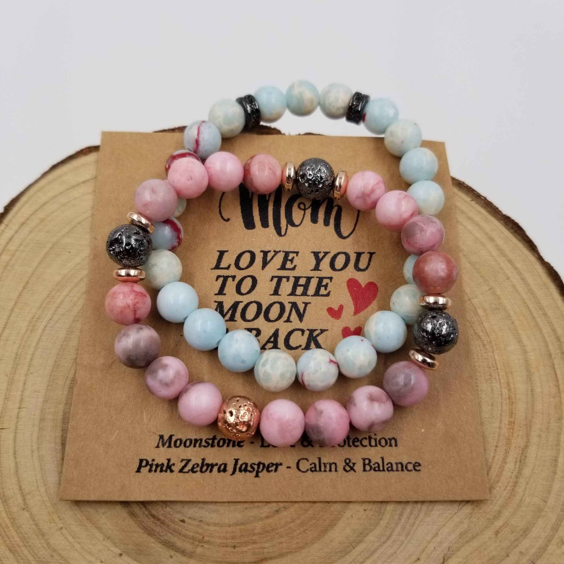 Natural Stone Bracelet - Mother's Day Gift with Card: Green - Image 2