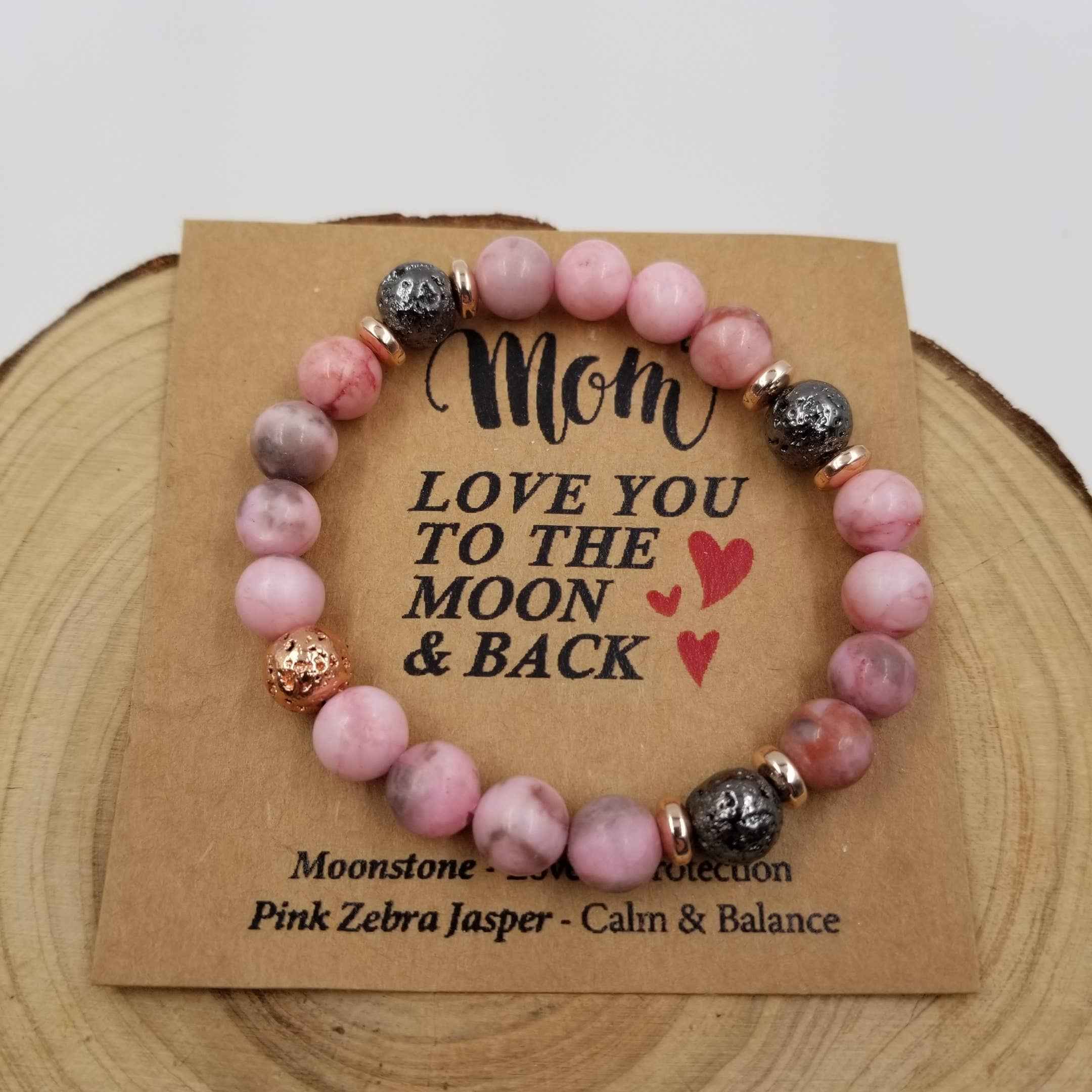 Natural Stone Bracelet - Mother's Day Gift with Card: Green - Image 3