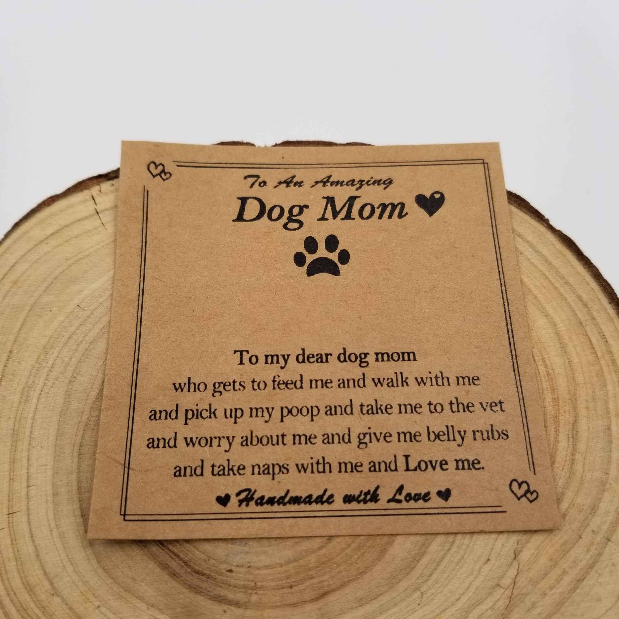 Natural Stone Dog Mom Bracelet With Card: Pink - Image 4
