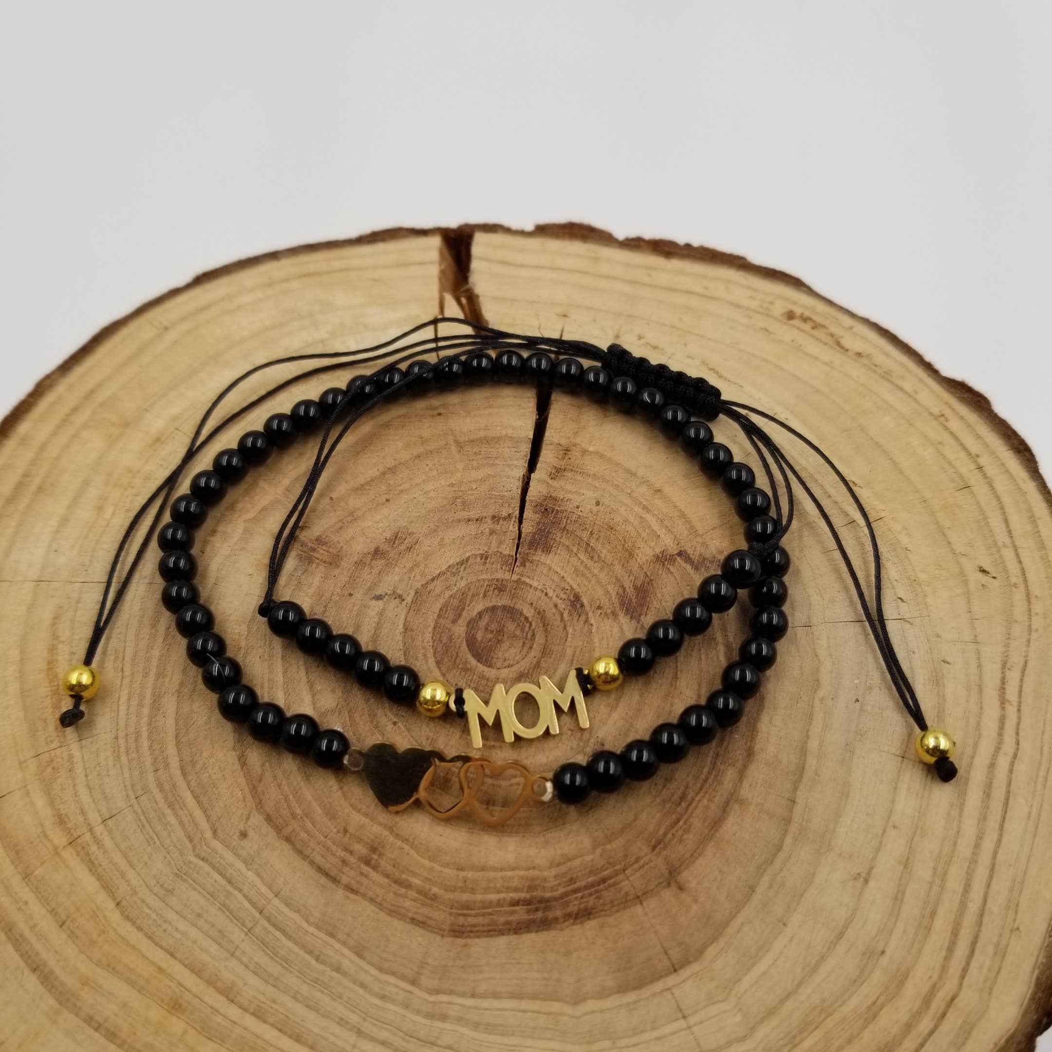 Natural Stone Mother's Day Bracelet Set with Card - Image 2