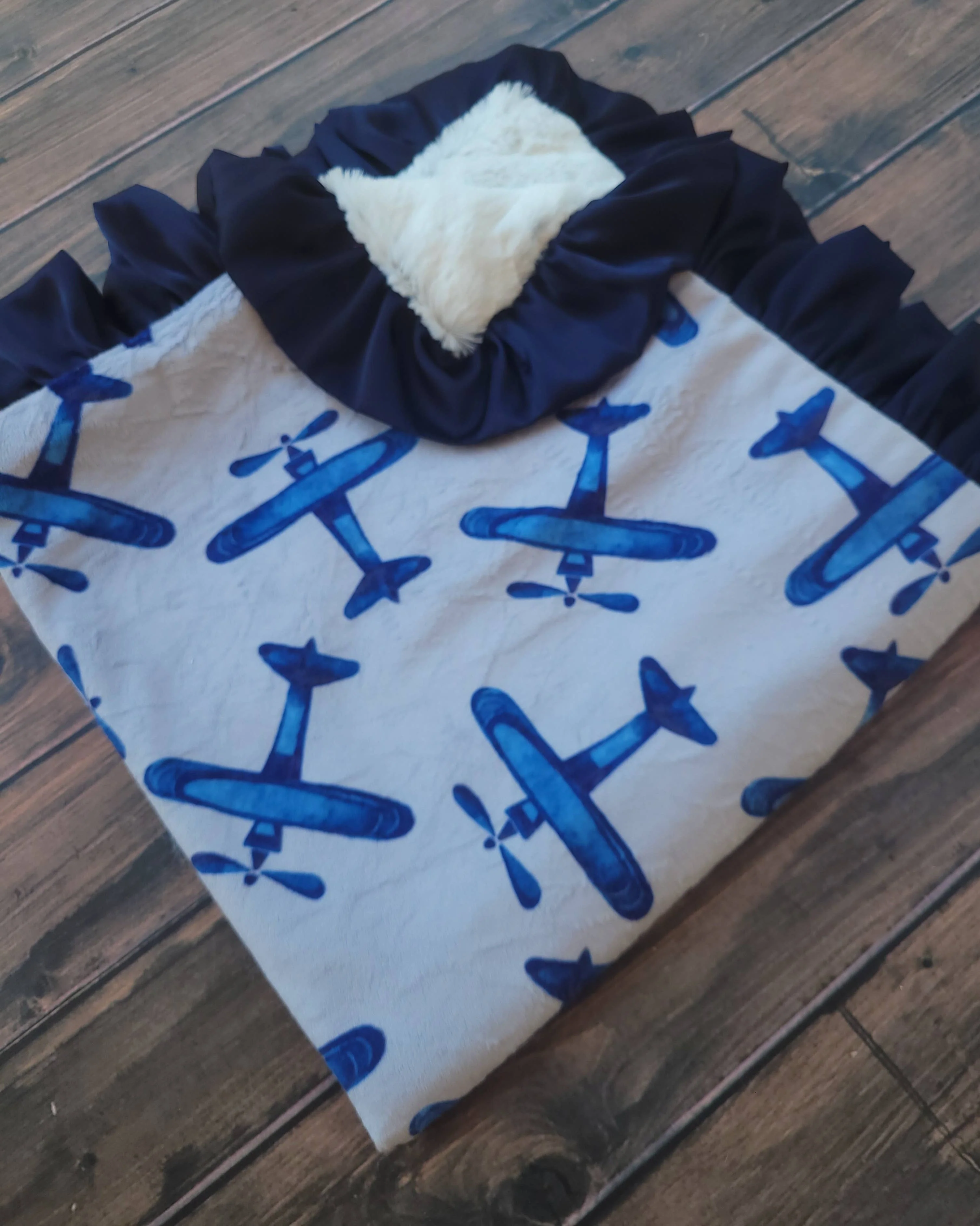 Navy Airplanes Baby Blanket - Image 3