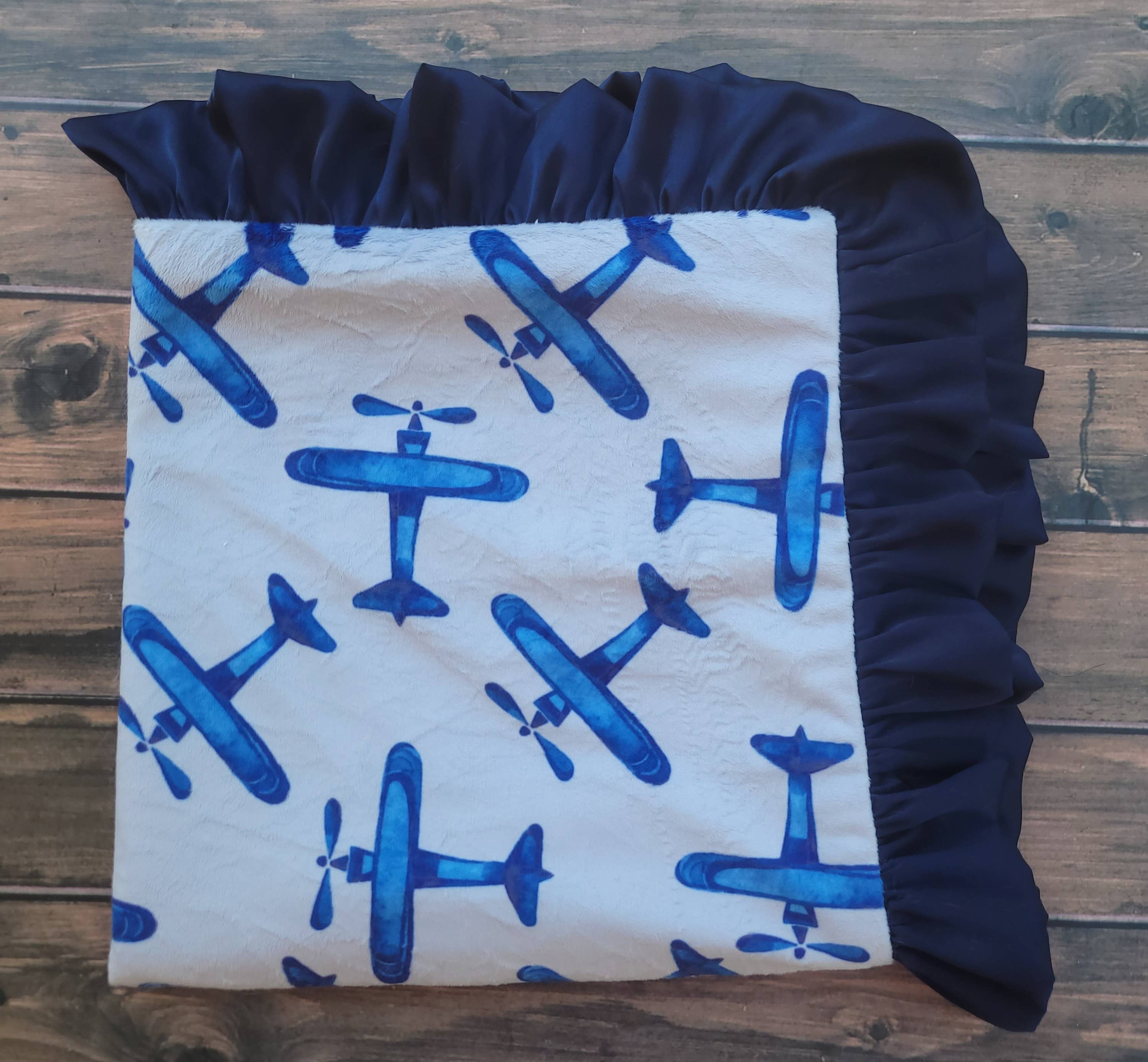 Navy Airplanes Baby Blanket - Image 4