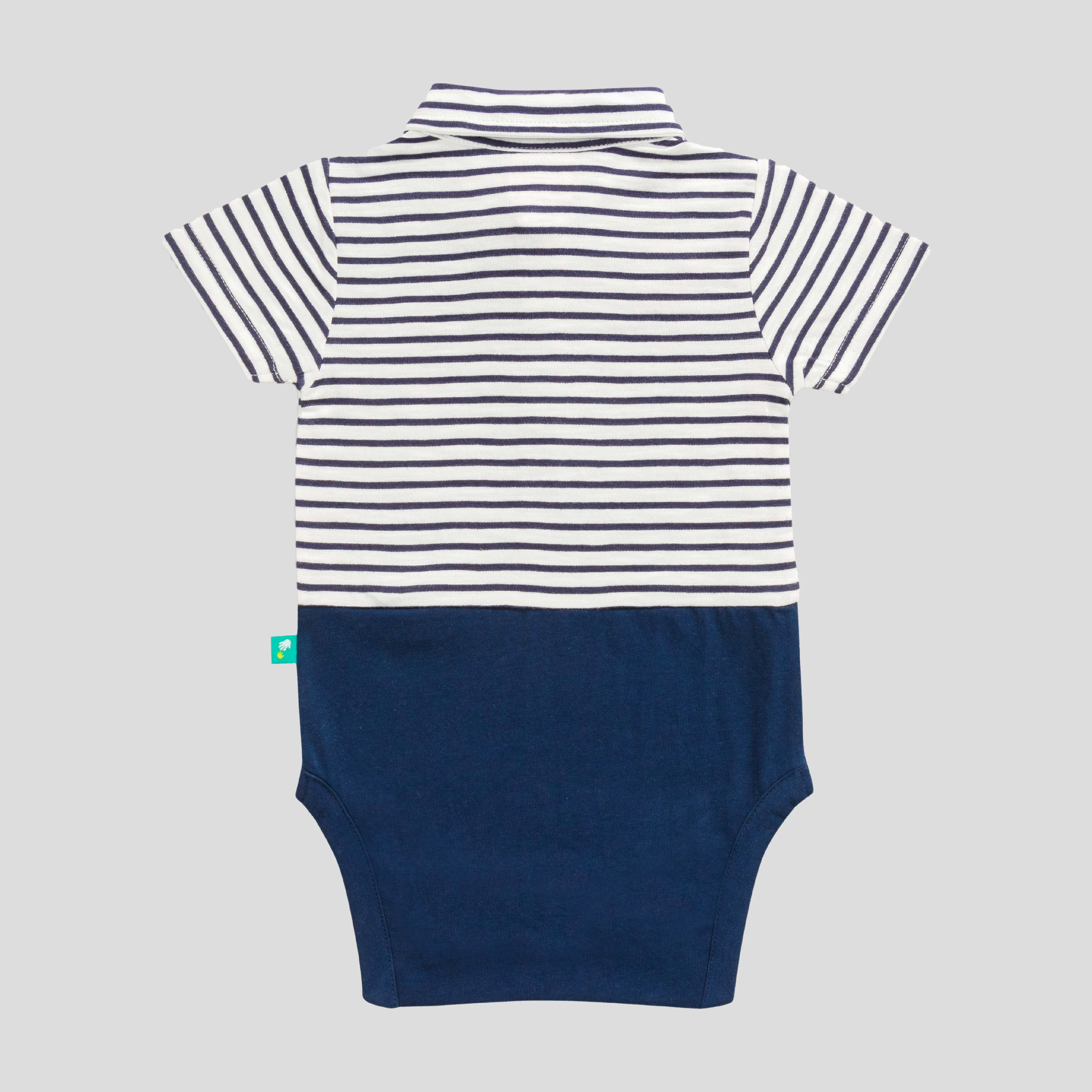 Navy Suspender Bodysuit with Bow Tie for Baby Boys: 6-9Months - Image 2