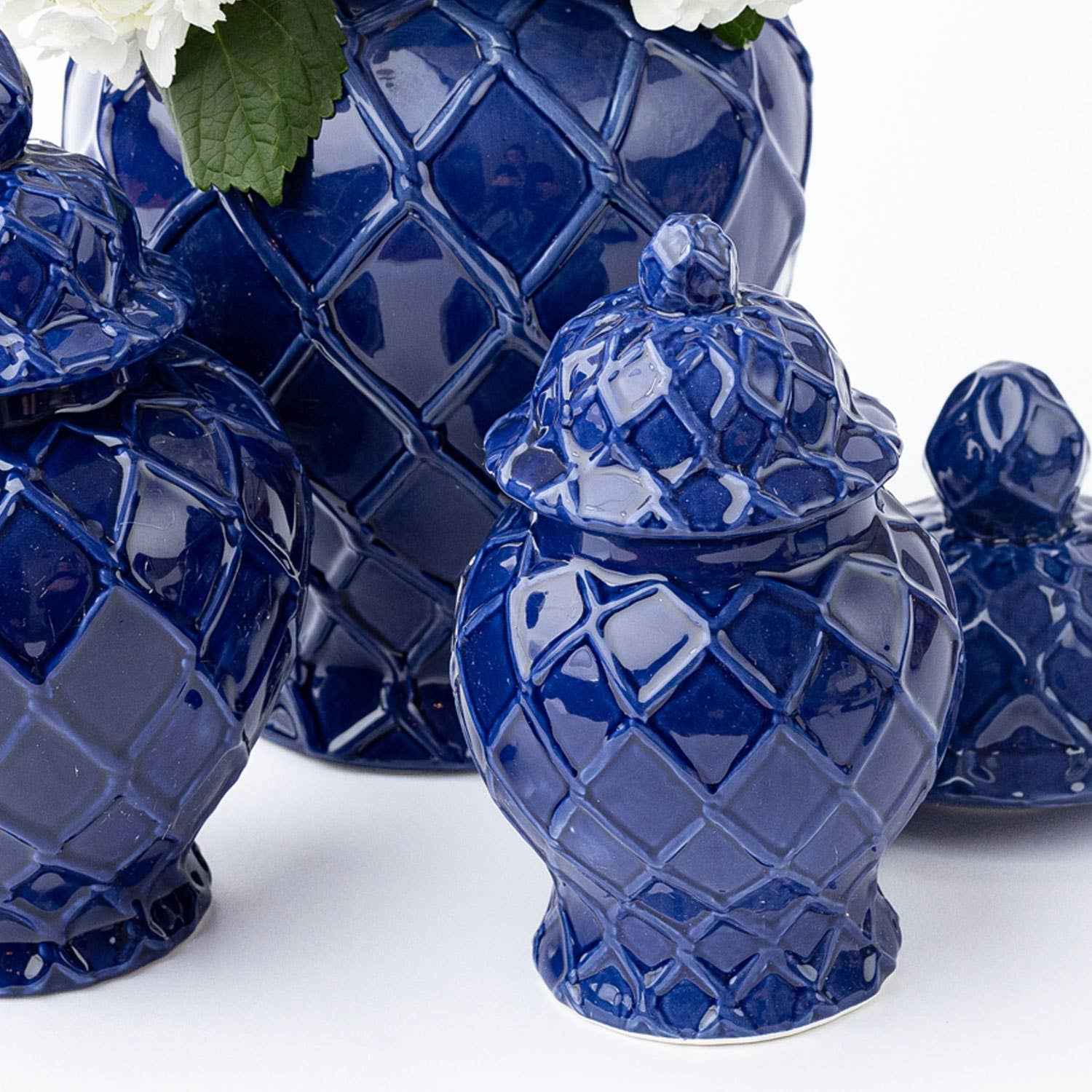Navy Textured Ginger Jar - Small - Image 3