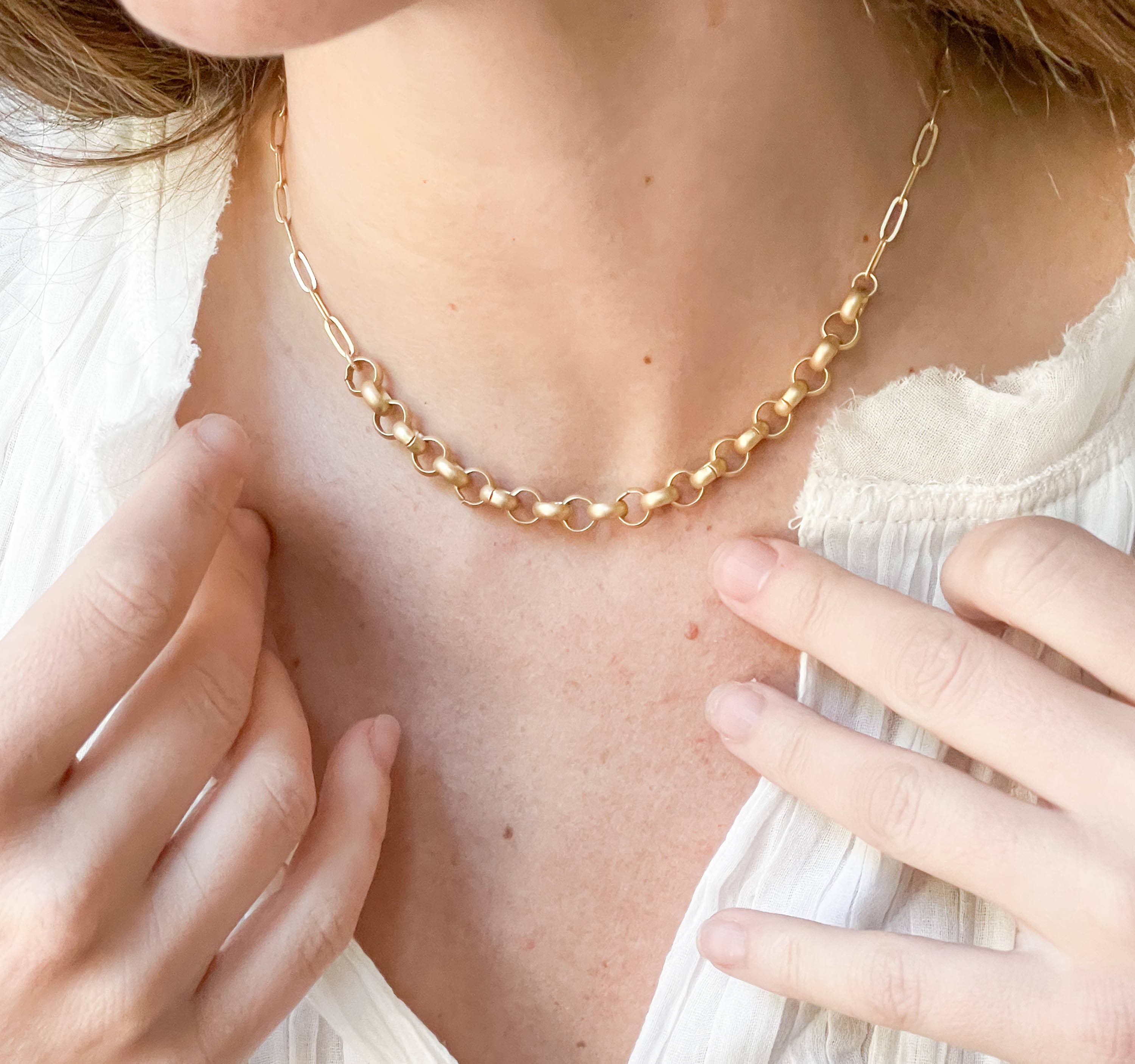 Two Style Gold Paperclip and Rolo and Necklace - Image 2