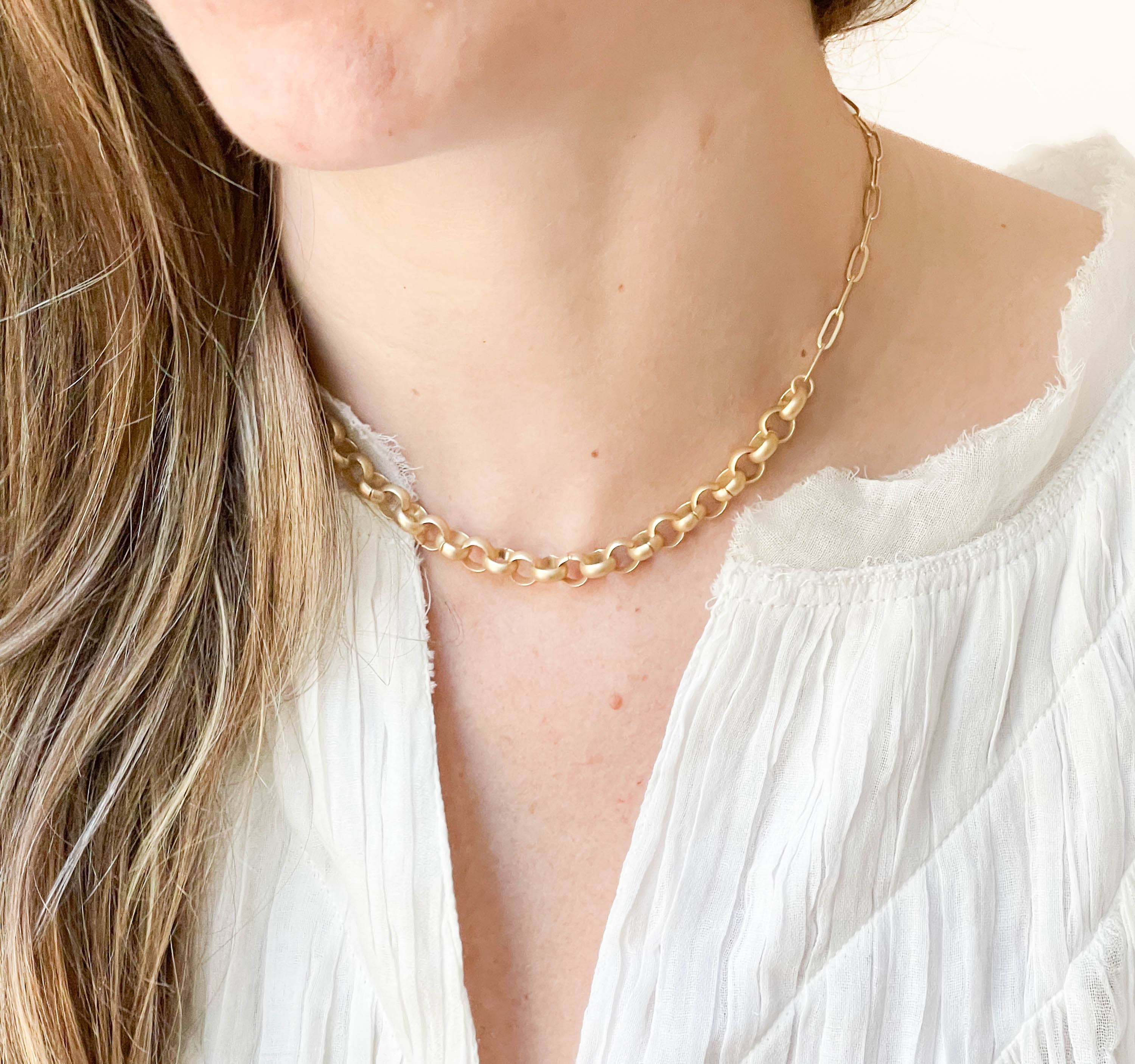 Two Style Gold Paperclip and Rolo and Necklace - Image 3