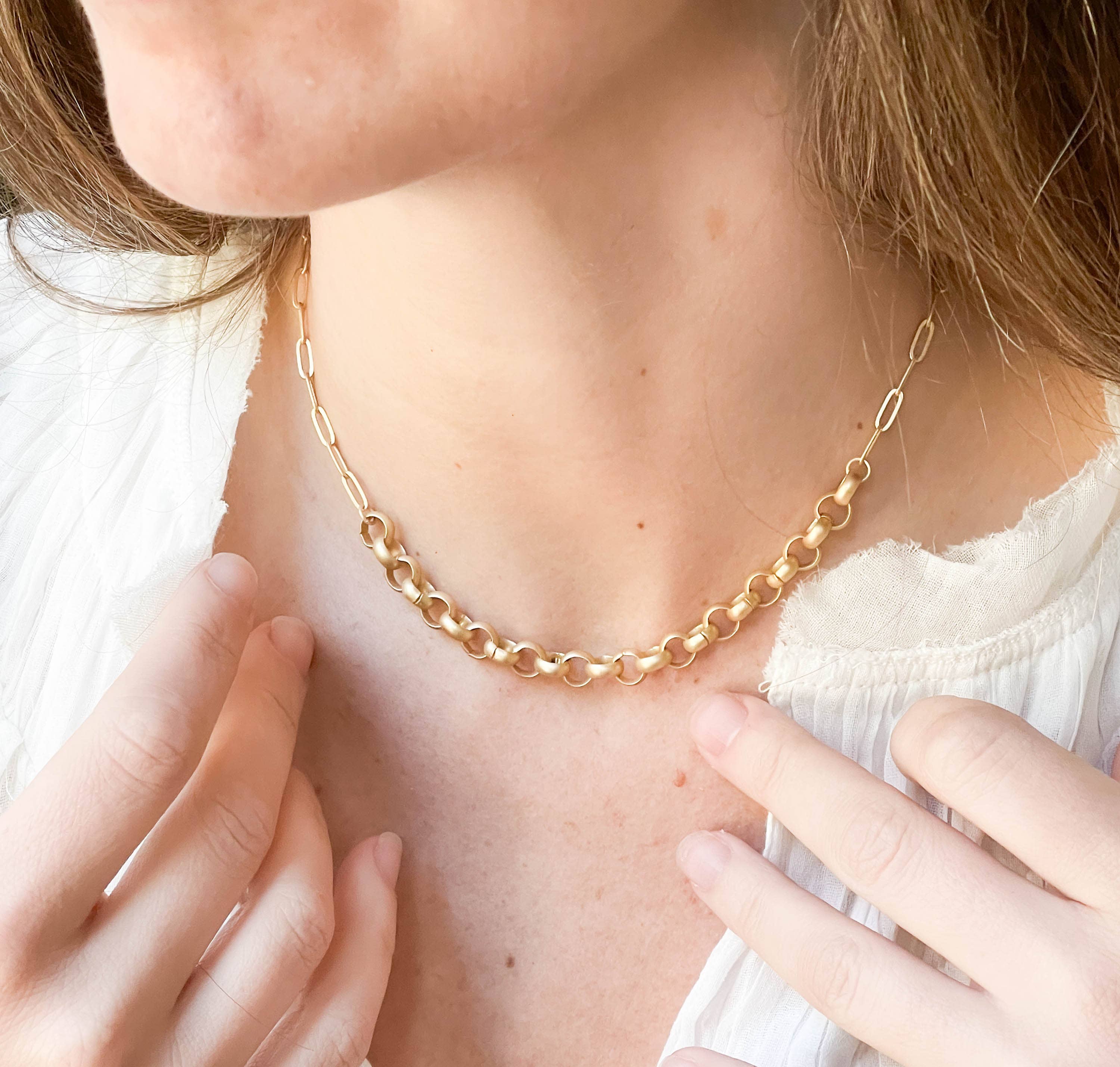 Two Style Gold Paperclip and Rolo and Necklace - Image 4