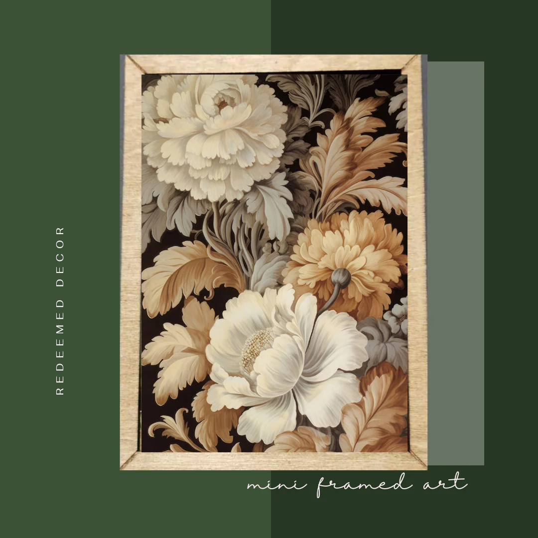 Neutral Floral Framed Canvas Mini Art